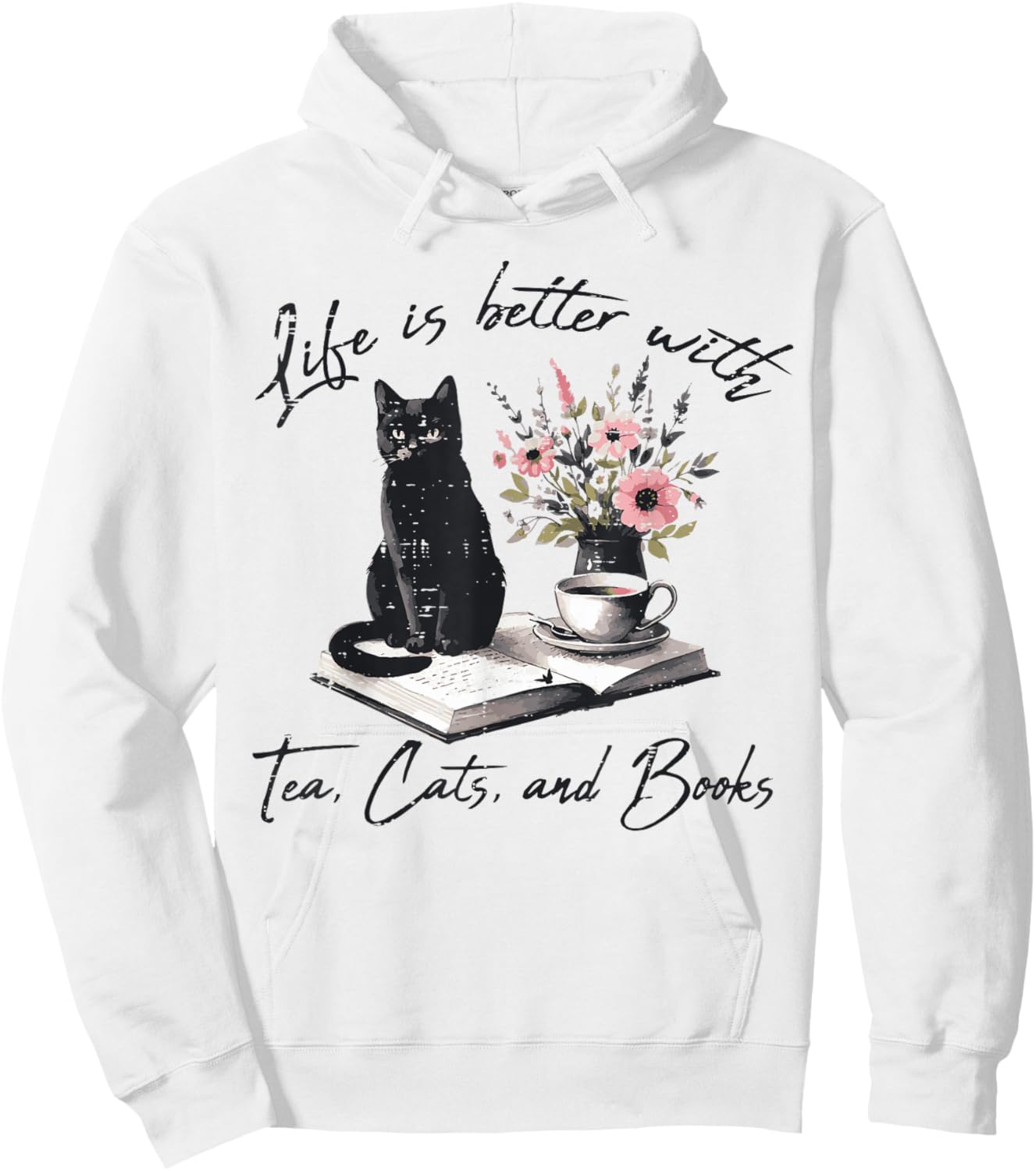 Life Better with 2 Cats Books Kitten Kitty Women Girls Kids Hoodie - Hoodie | White