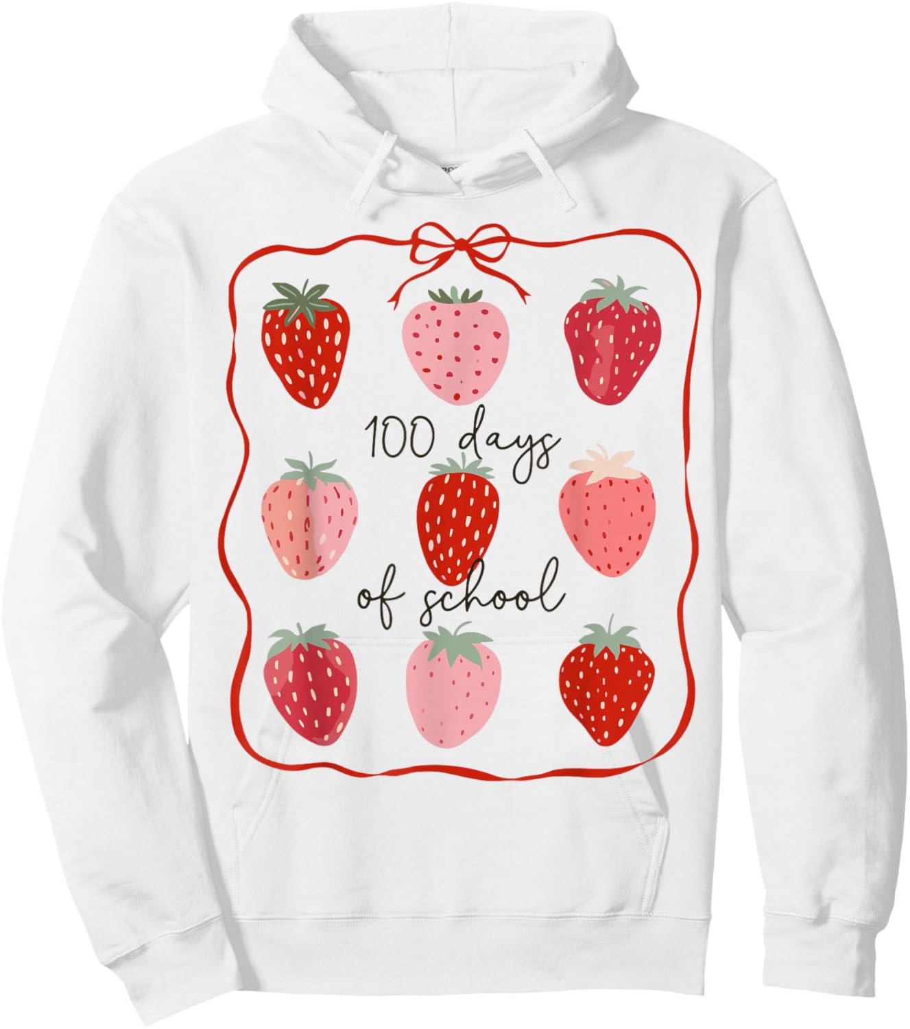 Berry Sweet Strawberry 100th Day of School Kids Teachers Hoodie - Hoodie | White