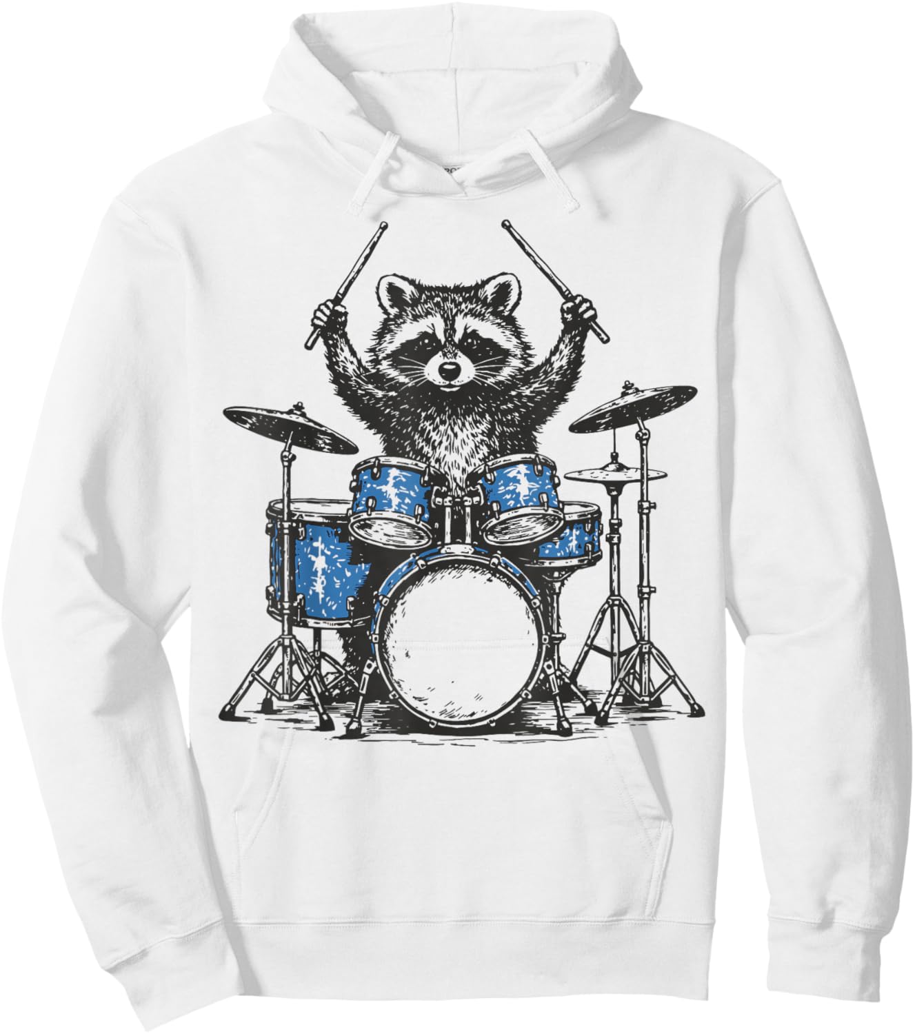 Raccoon Drummer Drums Hoodie - Hoodie | White