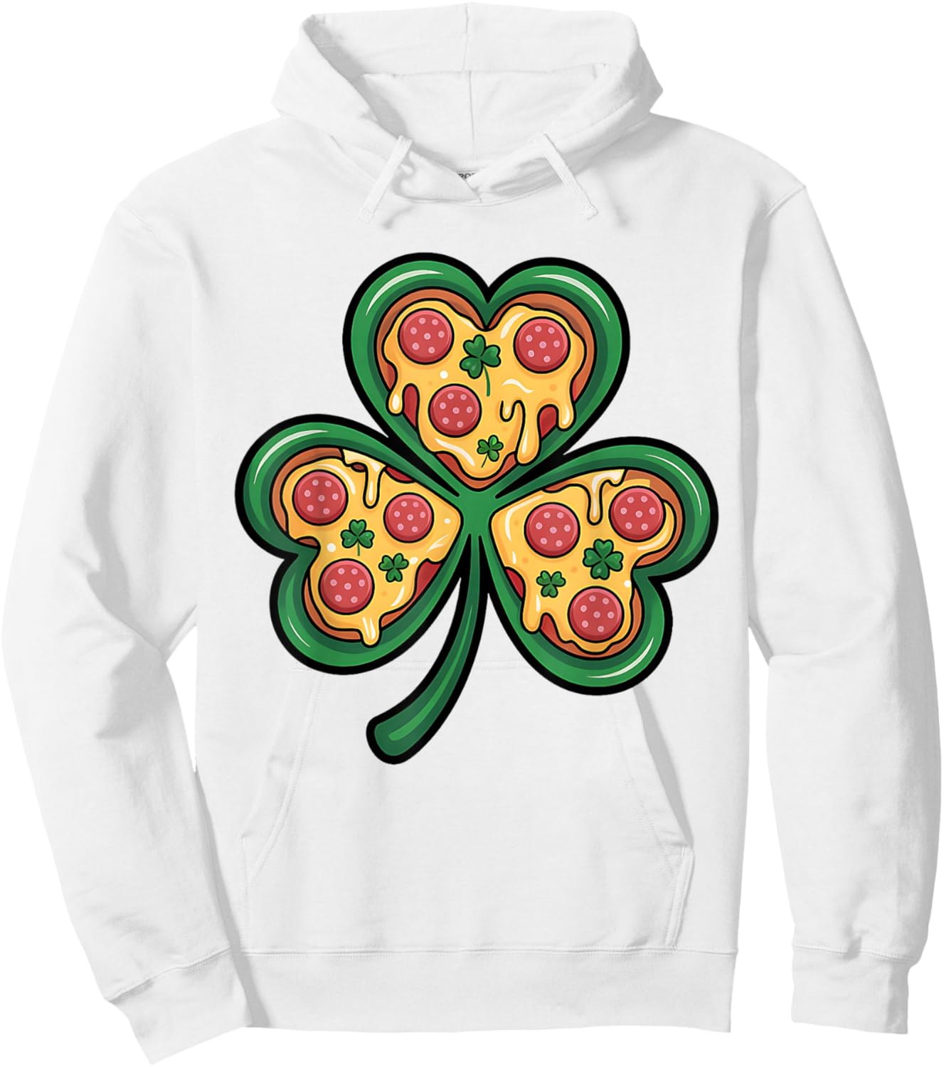St Patrick’s Day Pizza Shamrock Funny Irish Food Hoodie - Hoodie | White