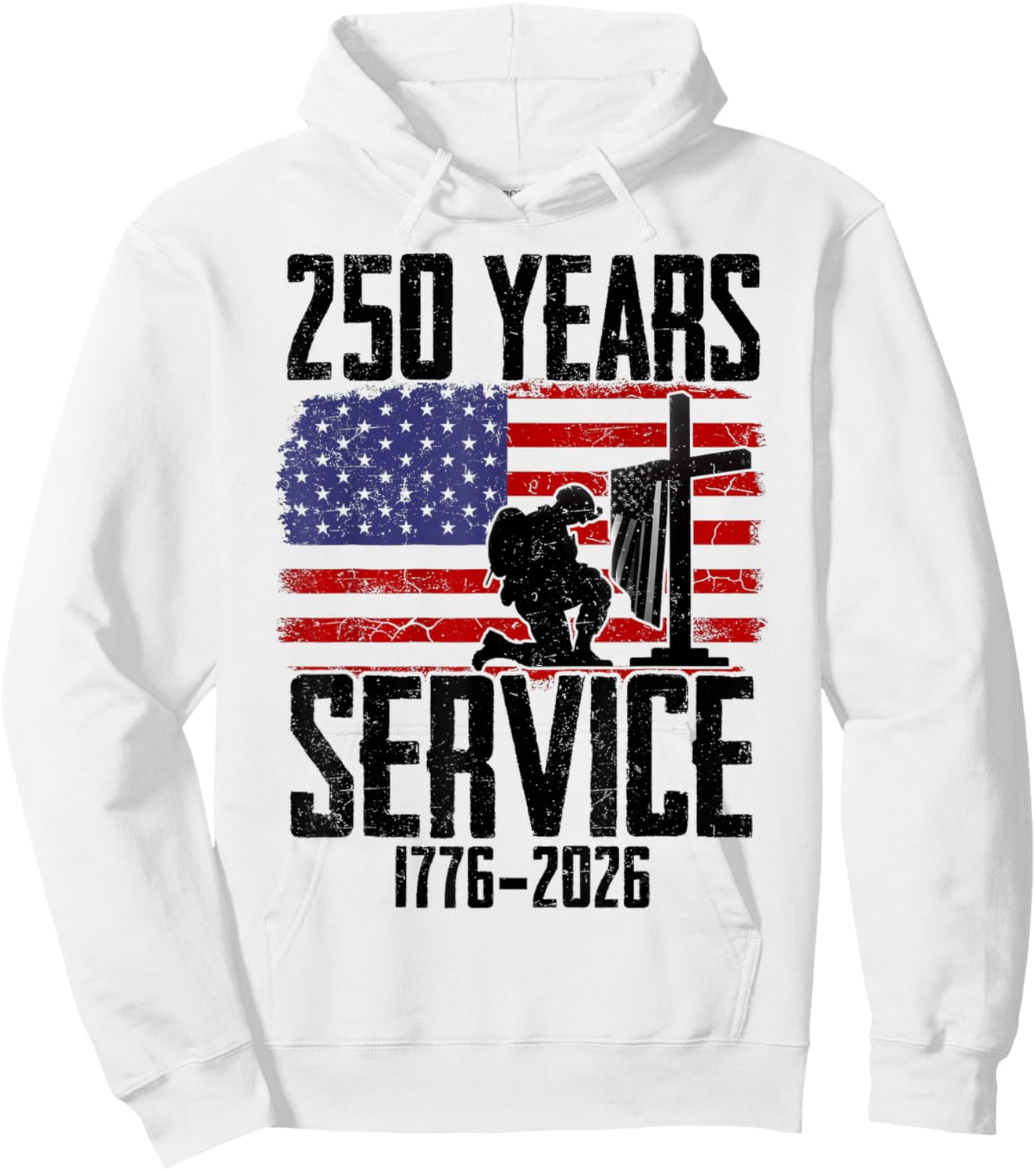 American Flag 250 Years 1776-2026 250th Birthday Patriotic Hoodie - Hoodie | White