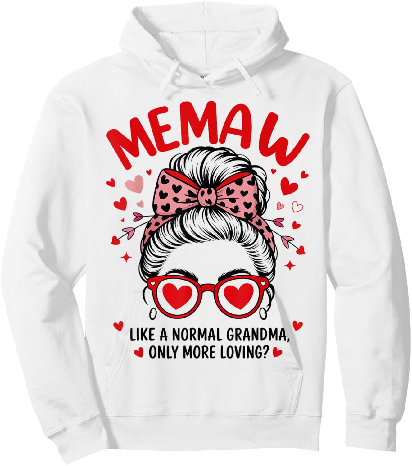 Memaw Valentine Quote for Loving Grandma with Cute Bow Hoodie - Hoodie | White
