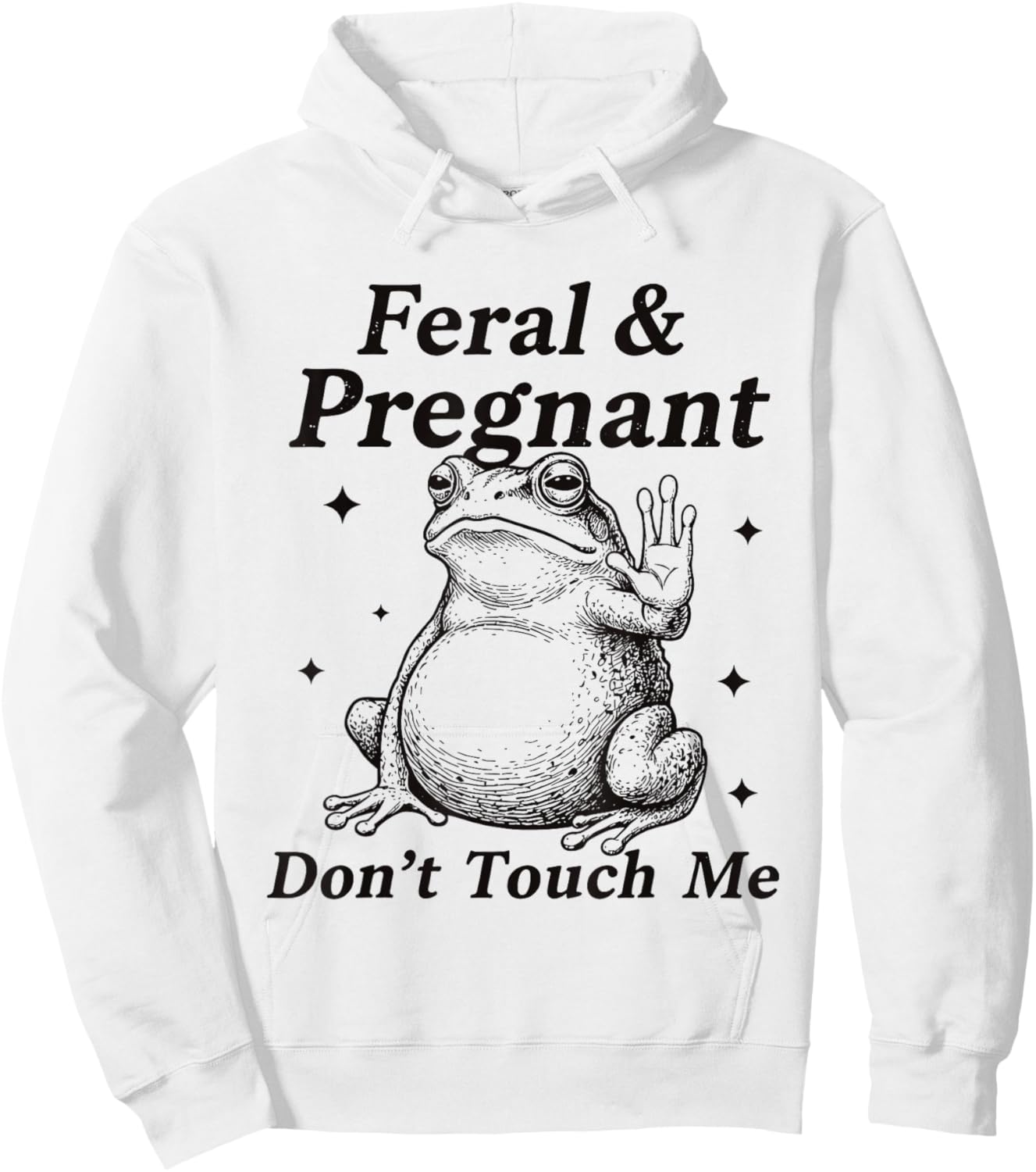 Feral and Pregnant Funny Pregnant Frog Baby Announcement Hoodie - Hoodie | White