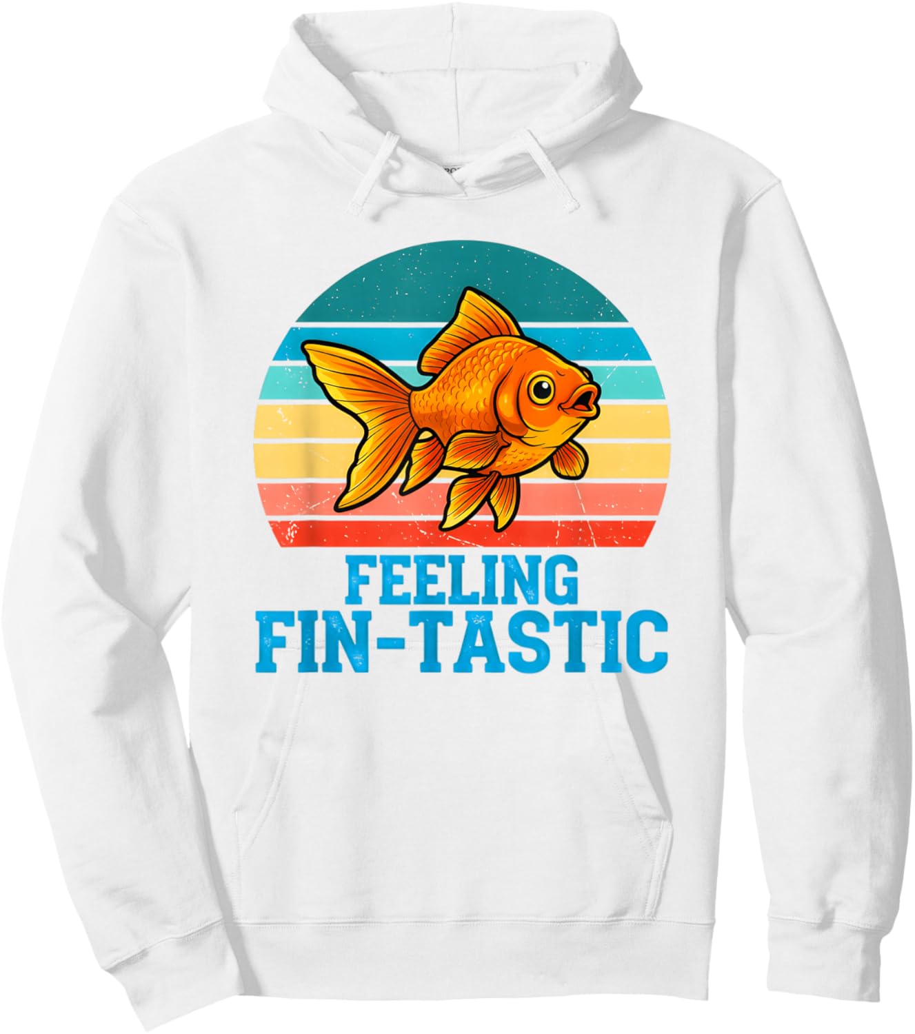 Funny Fish Feeling Fin -Tastic Meme Quote Sunset Hoodie - Hoodie | White