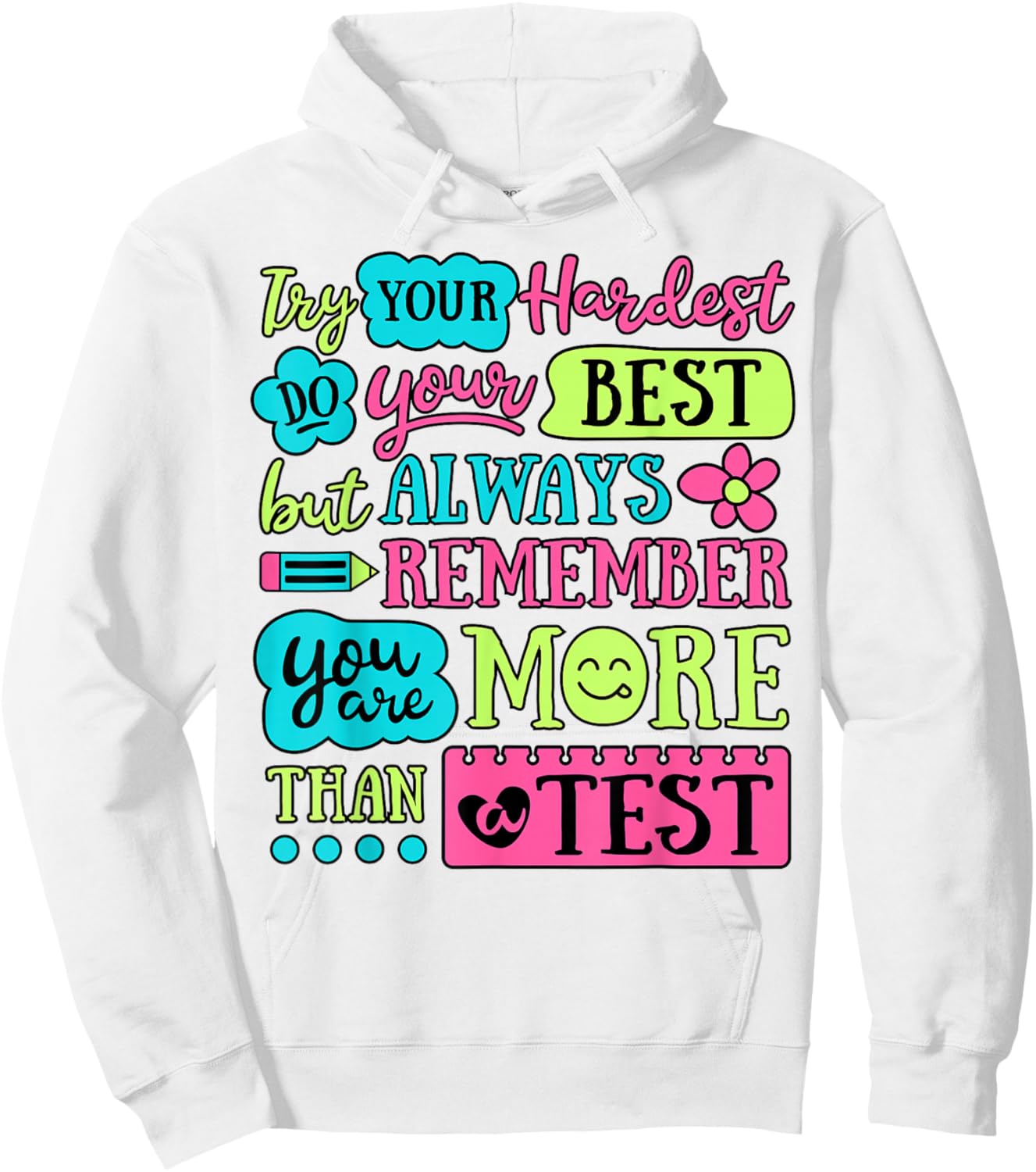You are More Than A Test Teacher Student Testing Day Groovy Hoodie - Hoodie | White