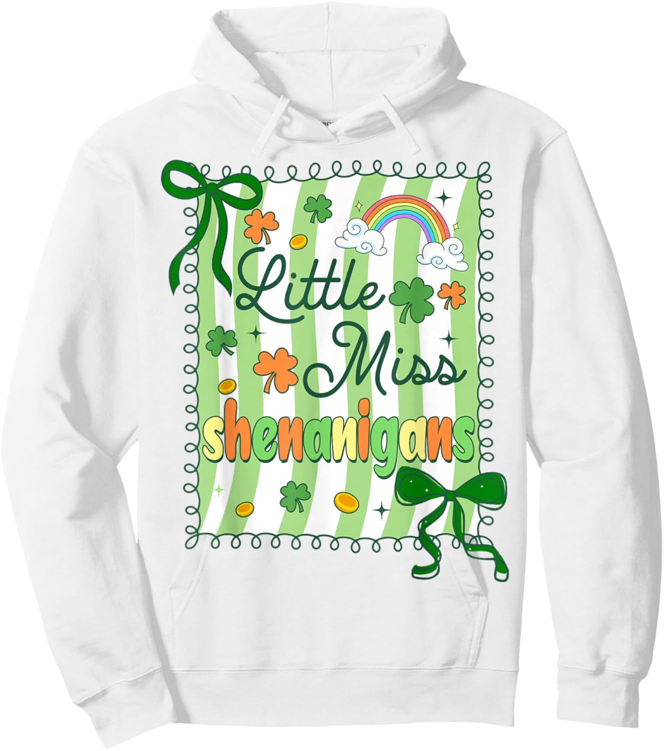 Little Miss Shenanigans St Patricks Day Bow Kid Girl Toddler Hoodie - Hoodie | White