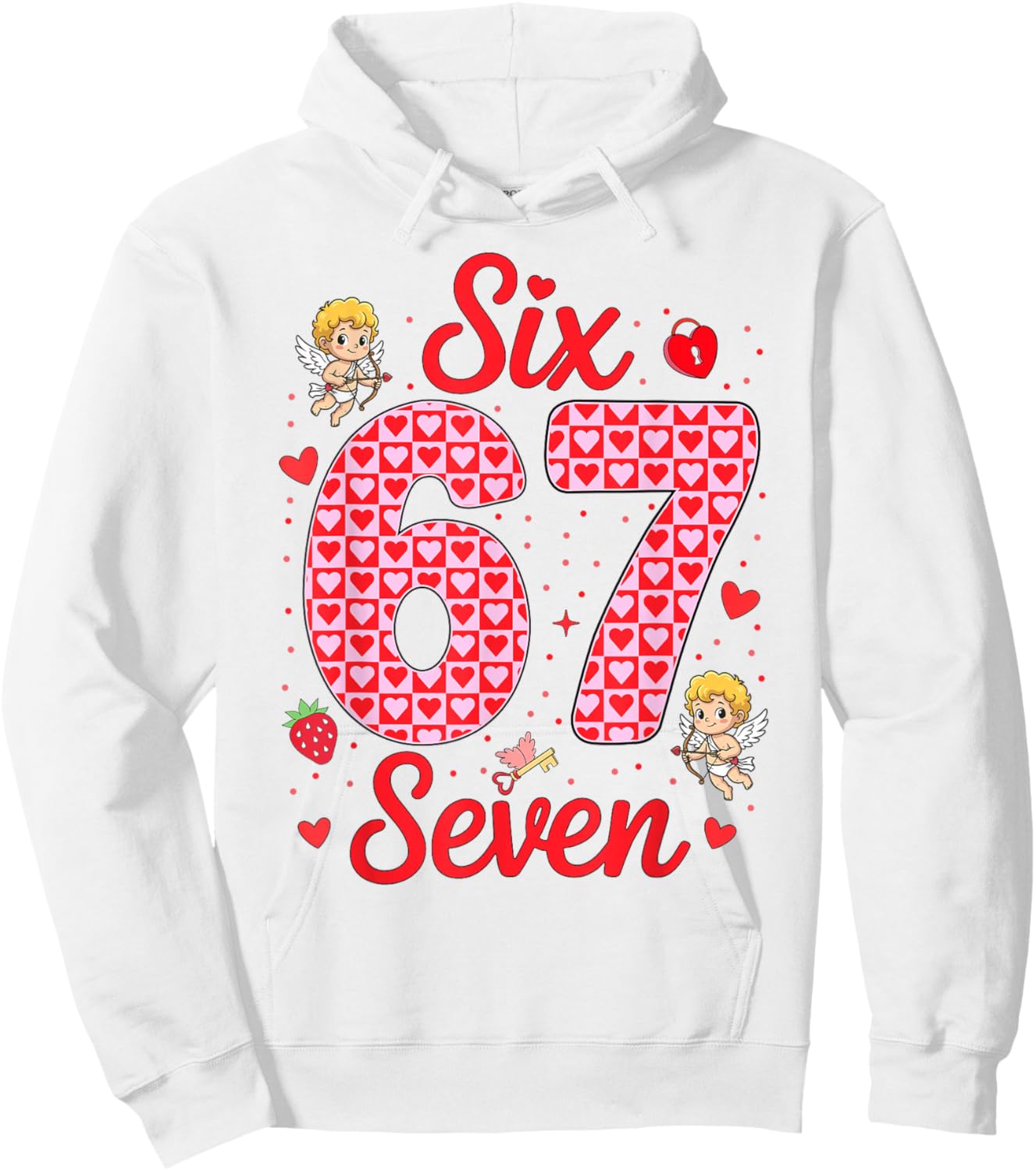 Funny Six Seven 67 Valentines Day Boys Girls Kids 6 7 Meme Hoodie - Hoodie | White