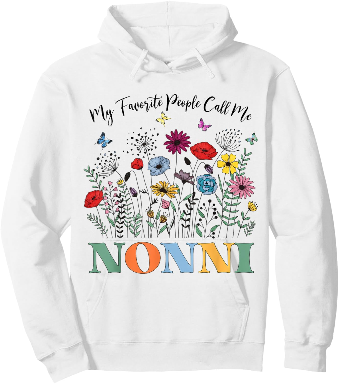 My Favorite People Call Me Nonni Floral Mother's Day Hoodie - Hoodie | White