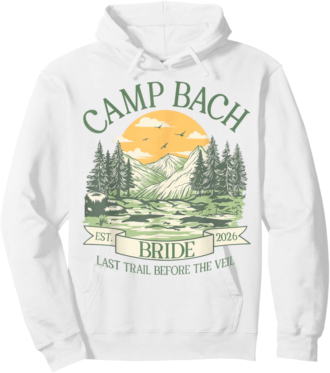 Camp Bach Est 2026 Retro Camping Bachelorette Bride Hoodie - Hoodie | White