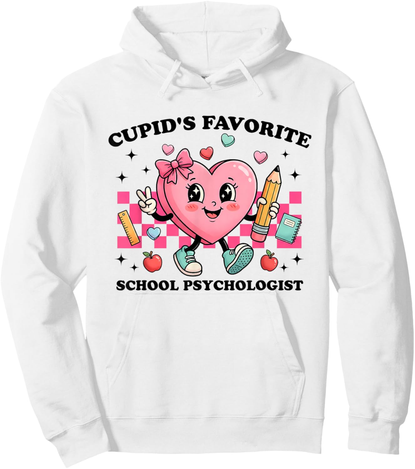 Cupid’s Favorite School Psychologist Valentines Funny Cupid Hoodie - Hoodie | White