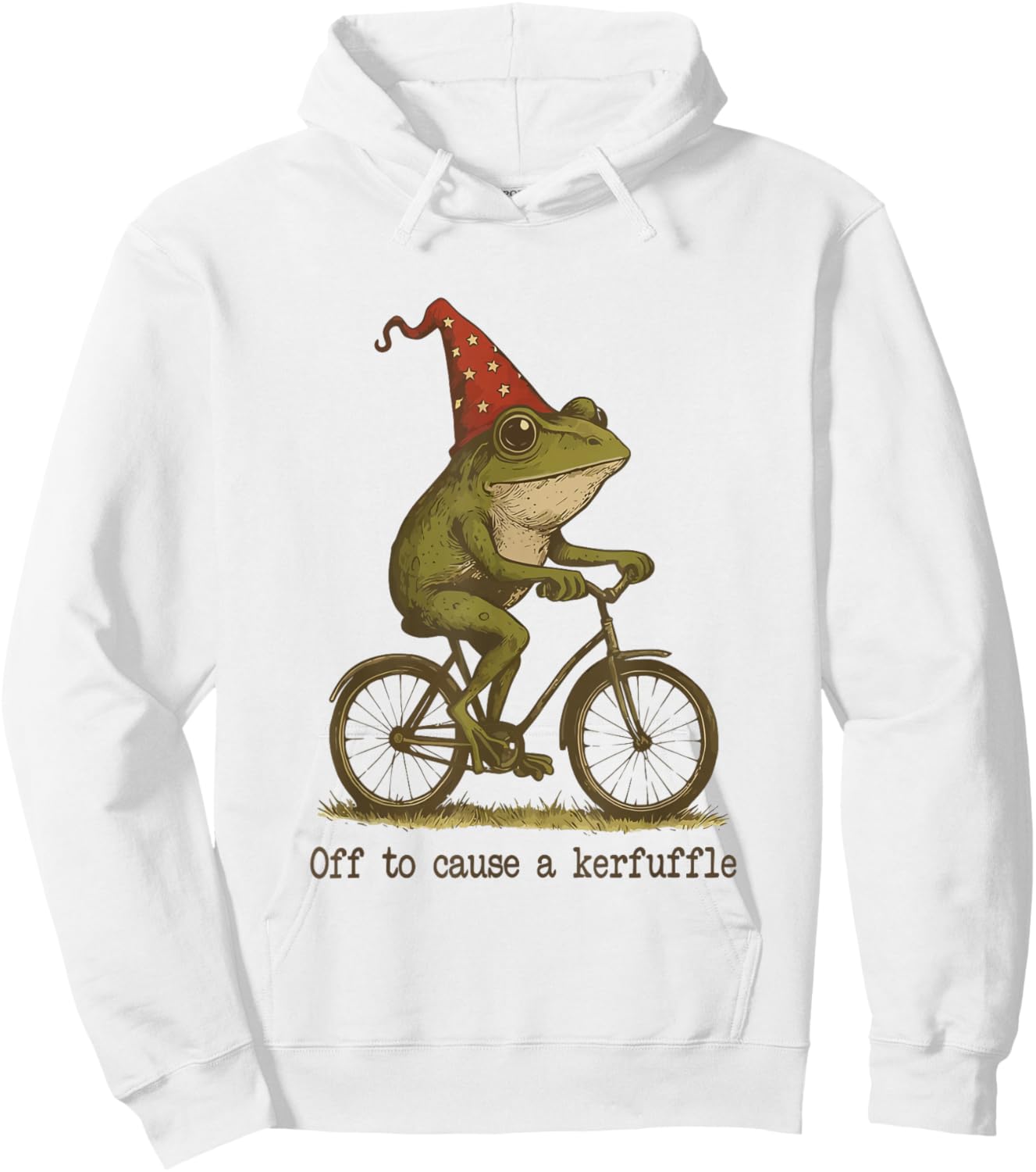 Off to Cause A Kerfuffle Frog Funny Weirdcore Wizard Frog Hoodie - Hoodie | White