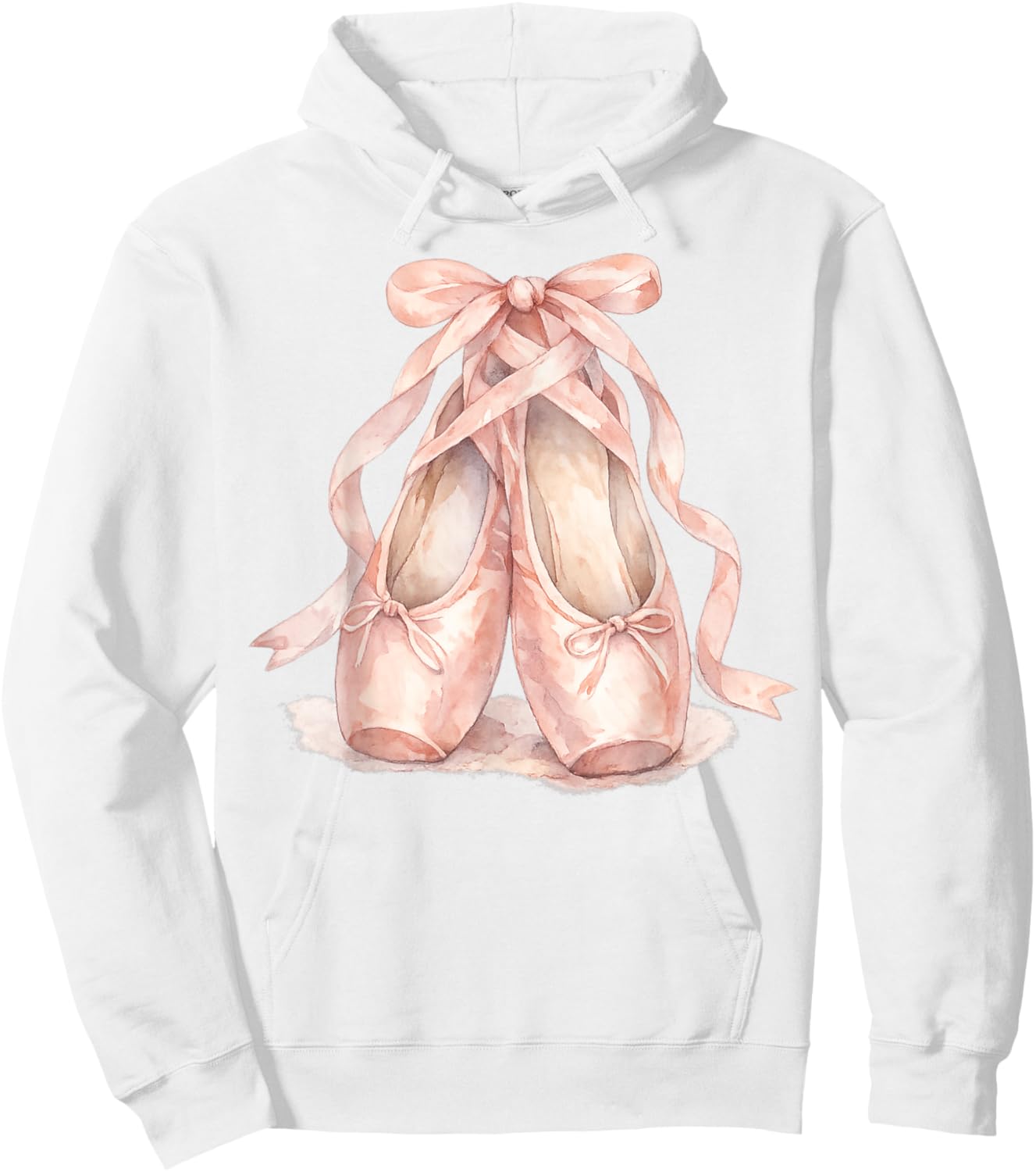 Watercolor Pink Ballerina Pointe Shoes Hoodie - Hoodie | White