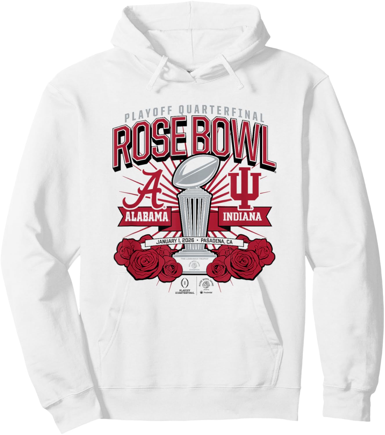 Indiana & Alabama - Rose Bowl Game Matchup - 2025 CFP Hoodie - Hoodie | White