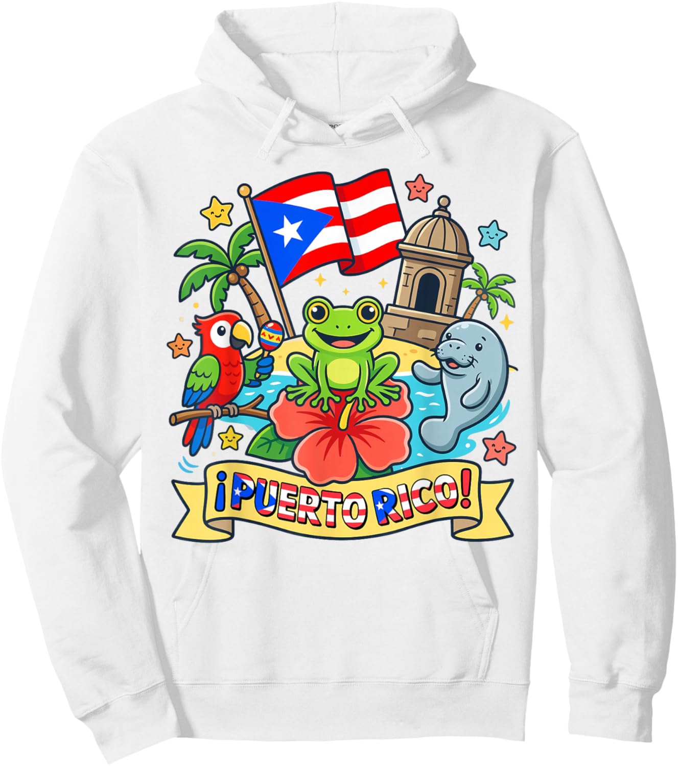 Puerto Rico Kids Coquí Frog Parrot Manatee Flag Heritage Hoodie - Hoodie | White