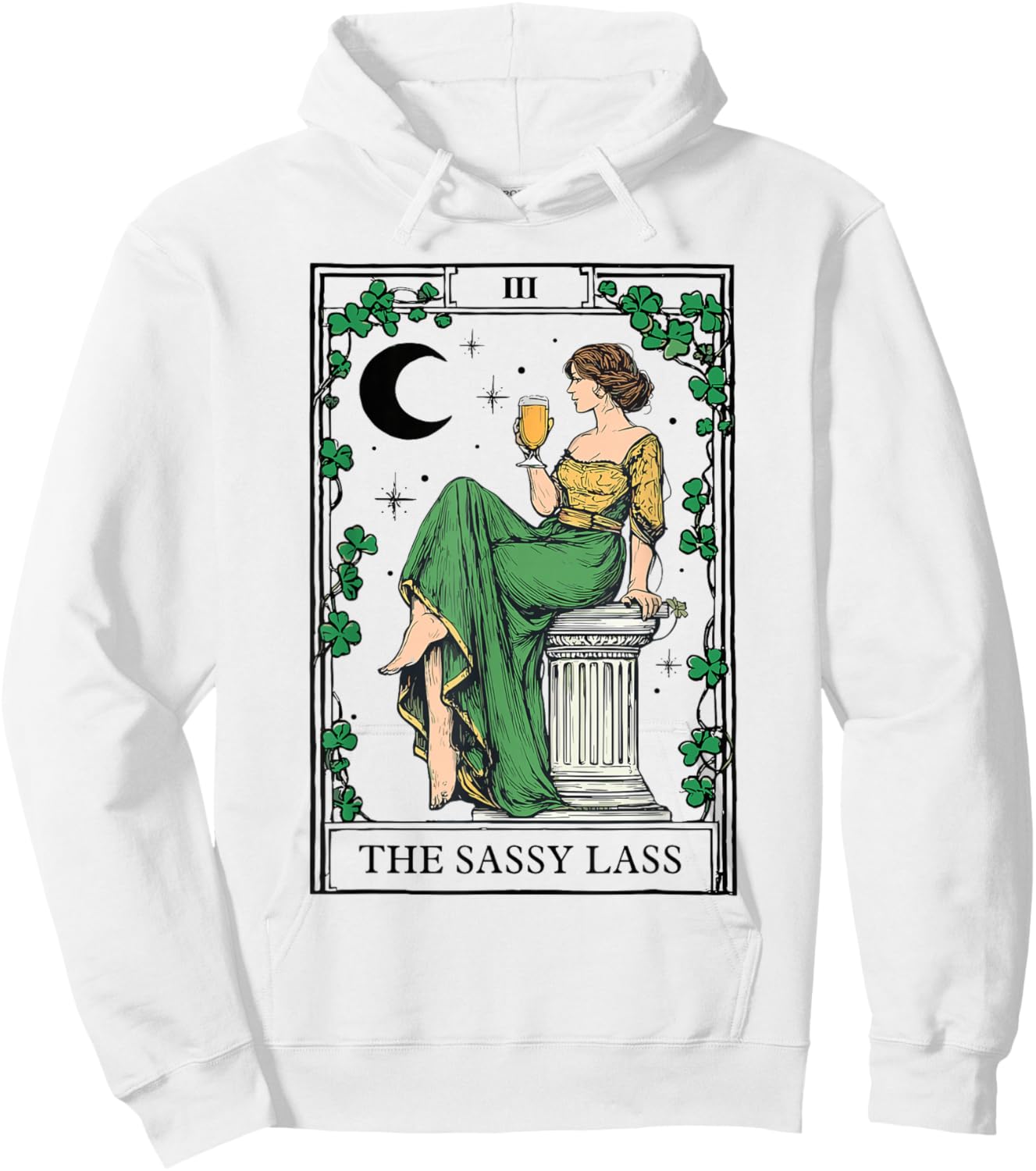The Sassy Lass St Patrick’s Day Irish Tarot Card Hoodie - Hoodie | White