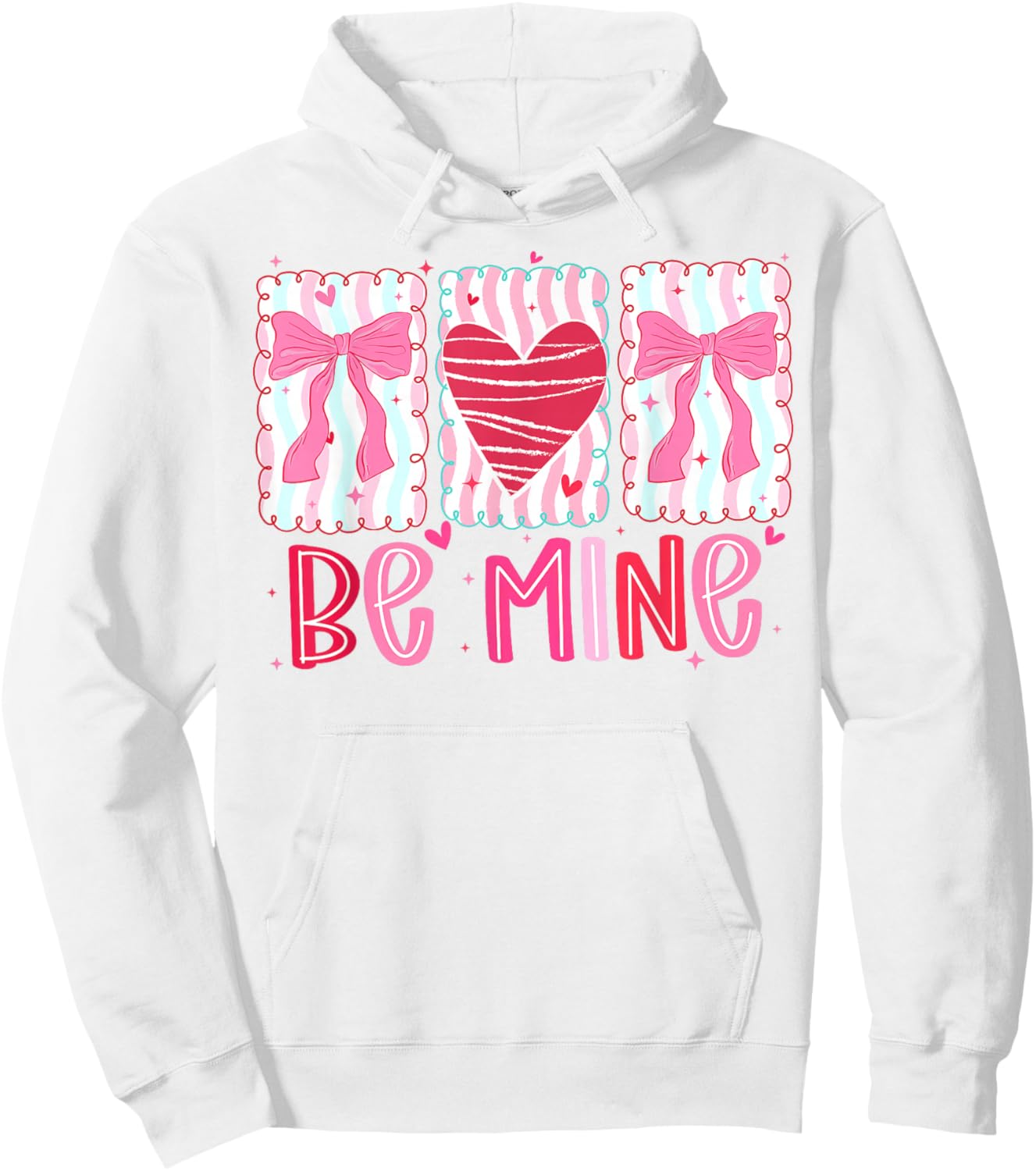 Be Mine Coquette Bow Valentine Brushstroke Pink Love Girly Hoodie - Hoodie | White