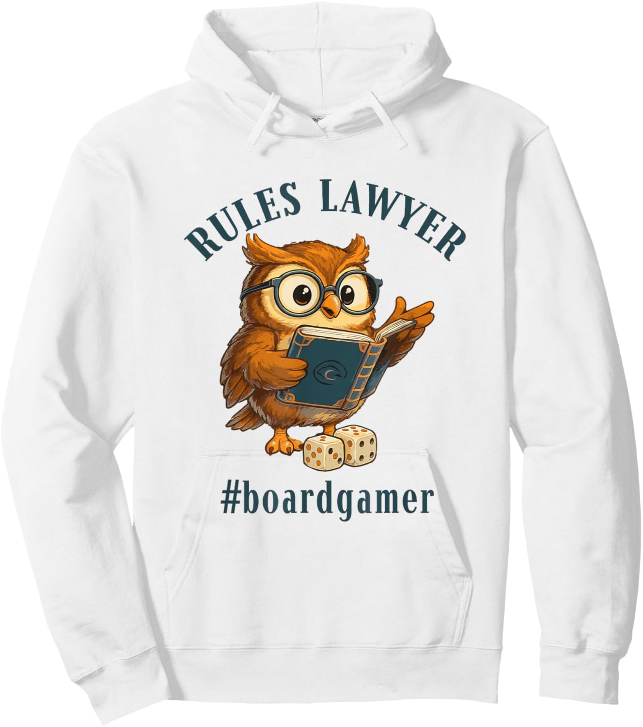 Cute Owl with Glasses Rules Lawyer Board Gamer Play Games Hoodie - Hoodie | White