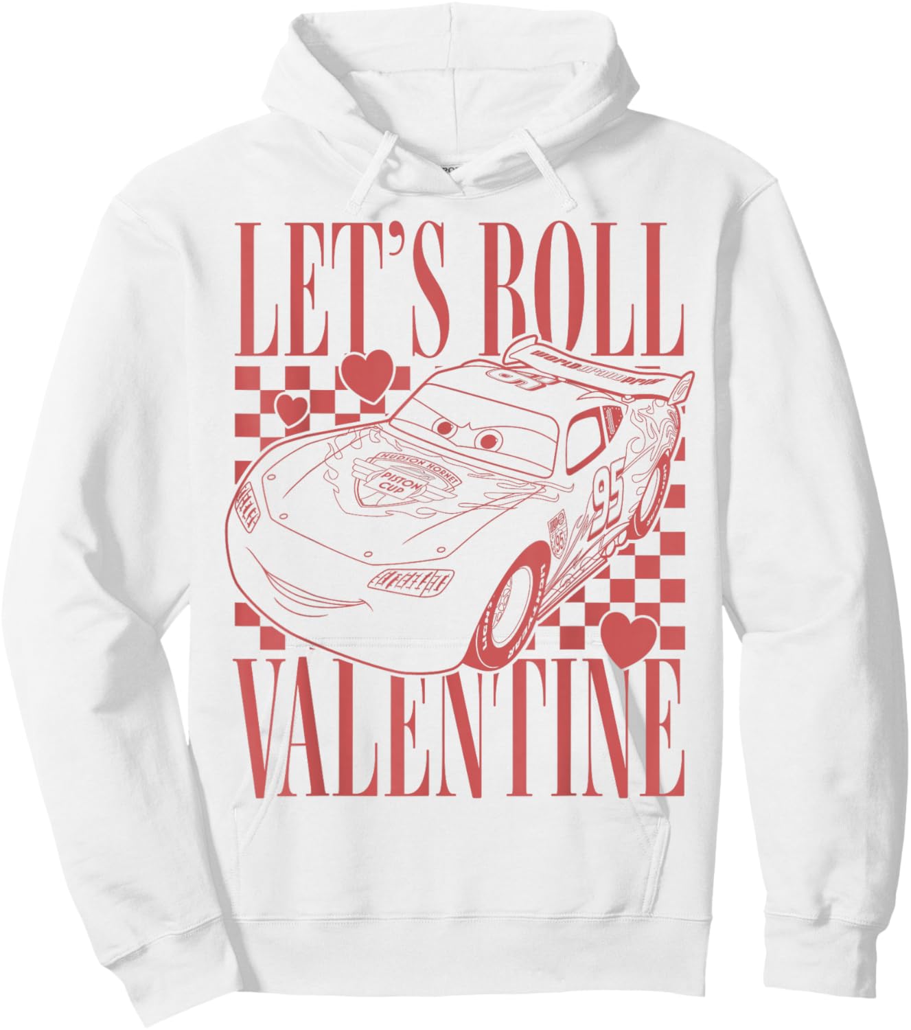 Disney Pixar Cars Valentines Day Lets Roll Valentine McQueen Hoodie - Hoodie | White