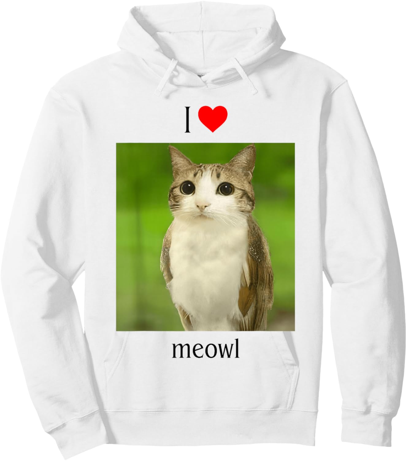 I Heart Meowl - I Love Meowl | Funny Cat Owl Brainrot Meme Hoodie - Hoodie | White