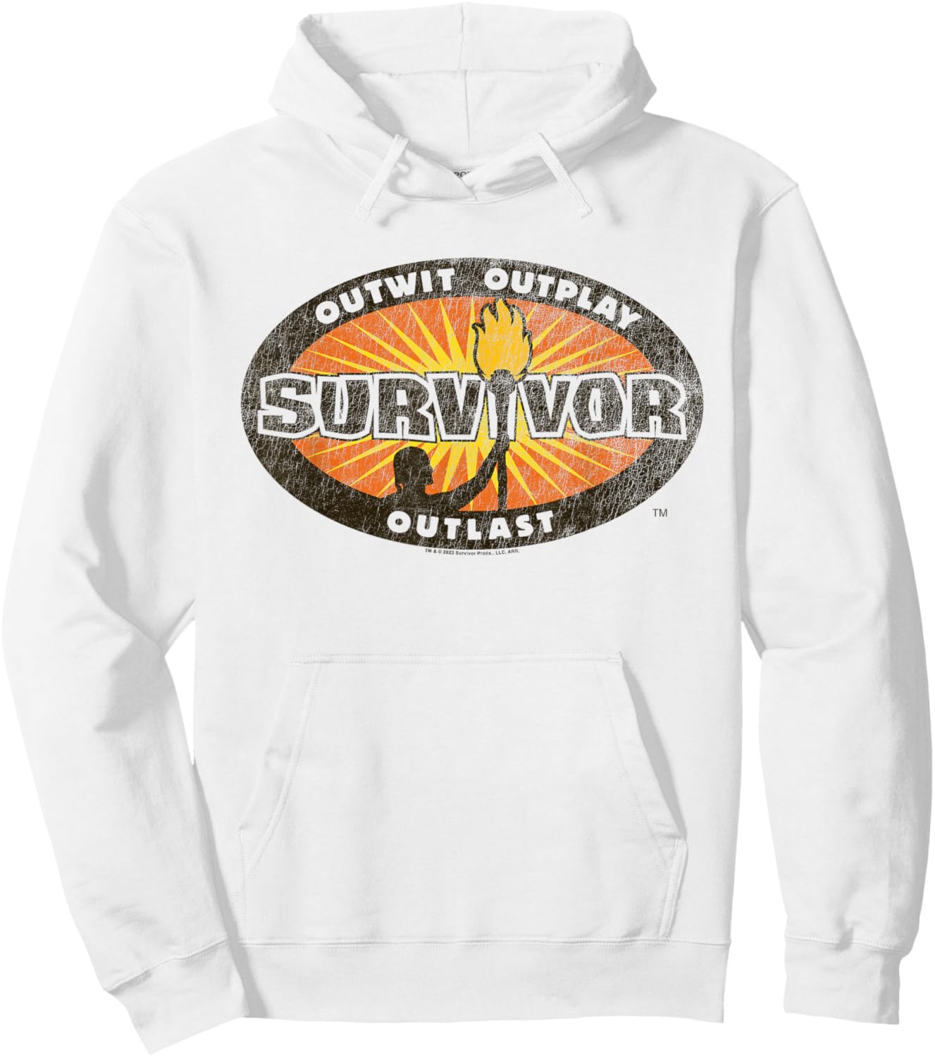 Survivor Vintage Distressed Logo Competition Reality TV Hoodie - Hoodie | White
