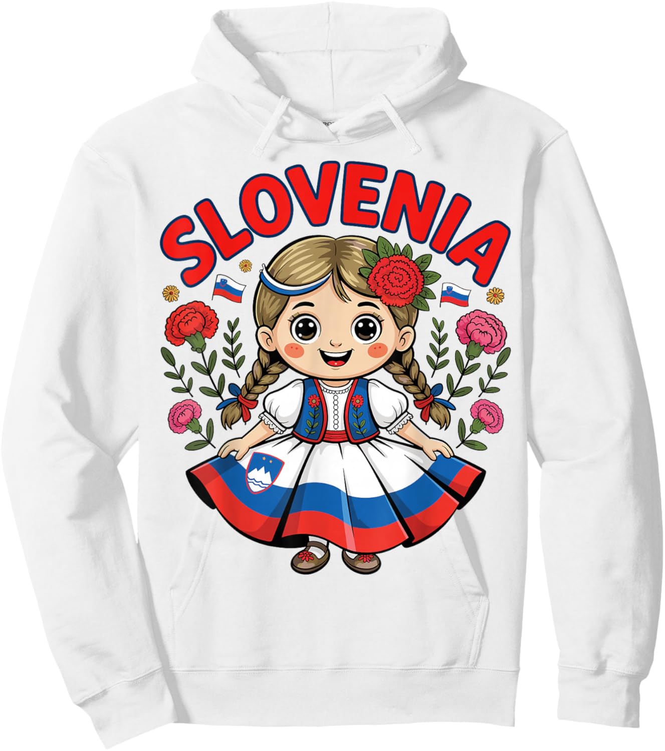 Cute Slovenian Girl in Folk Dress for Kids Hoodie - Hoodie | White