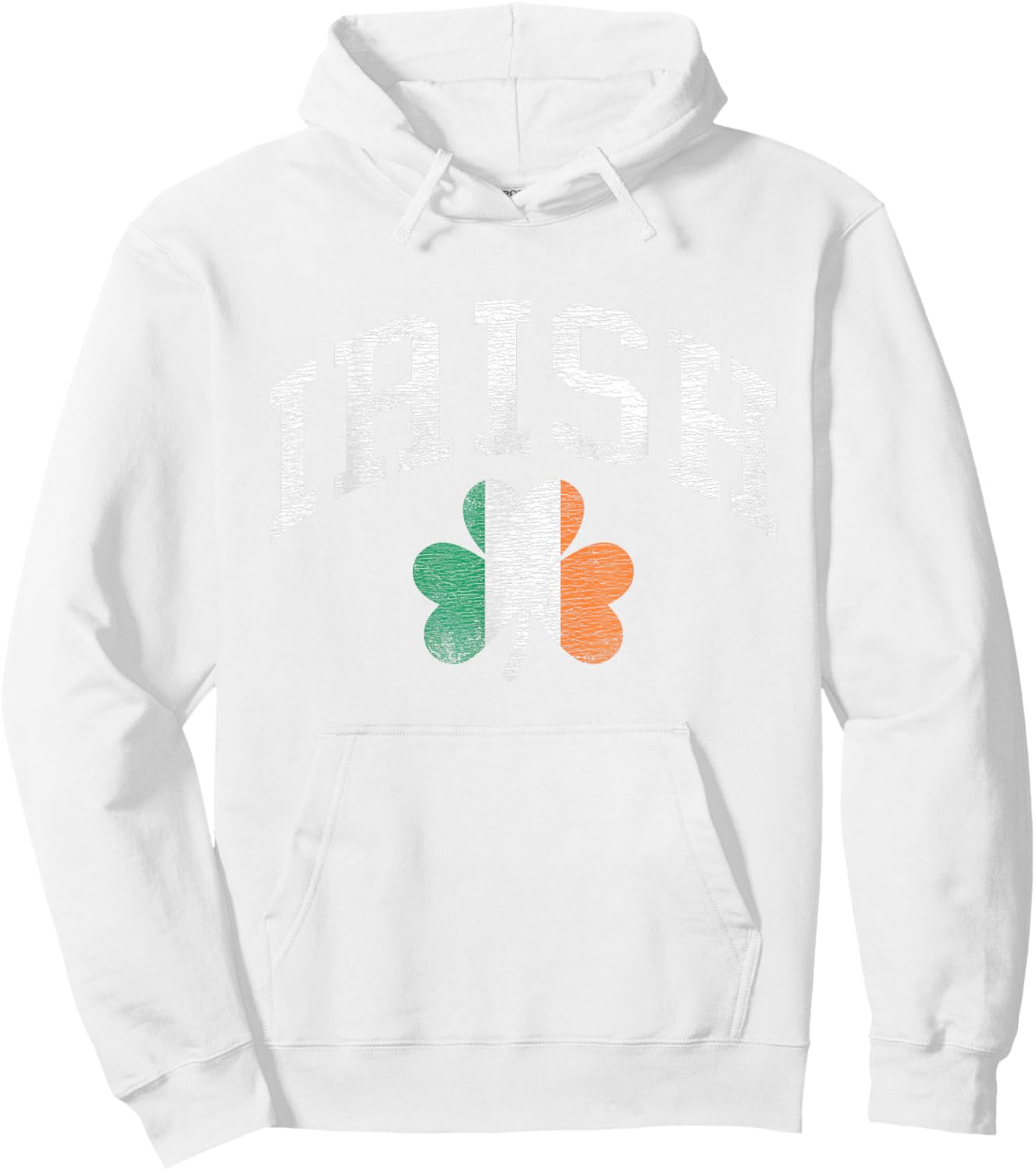 Irish Flag of Ireland Shamrock Distressed Hoodie - Hoodie | White