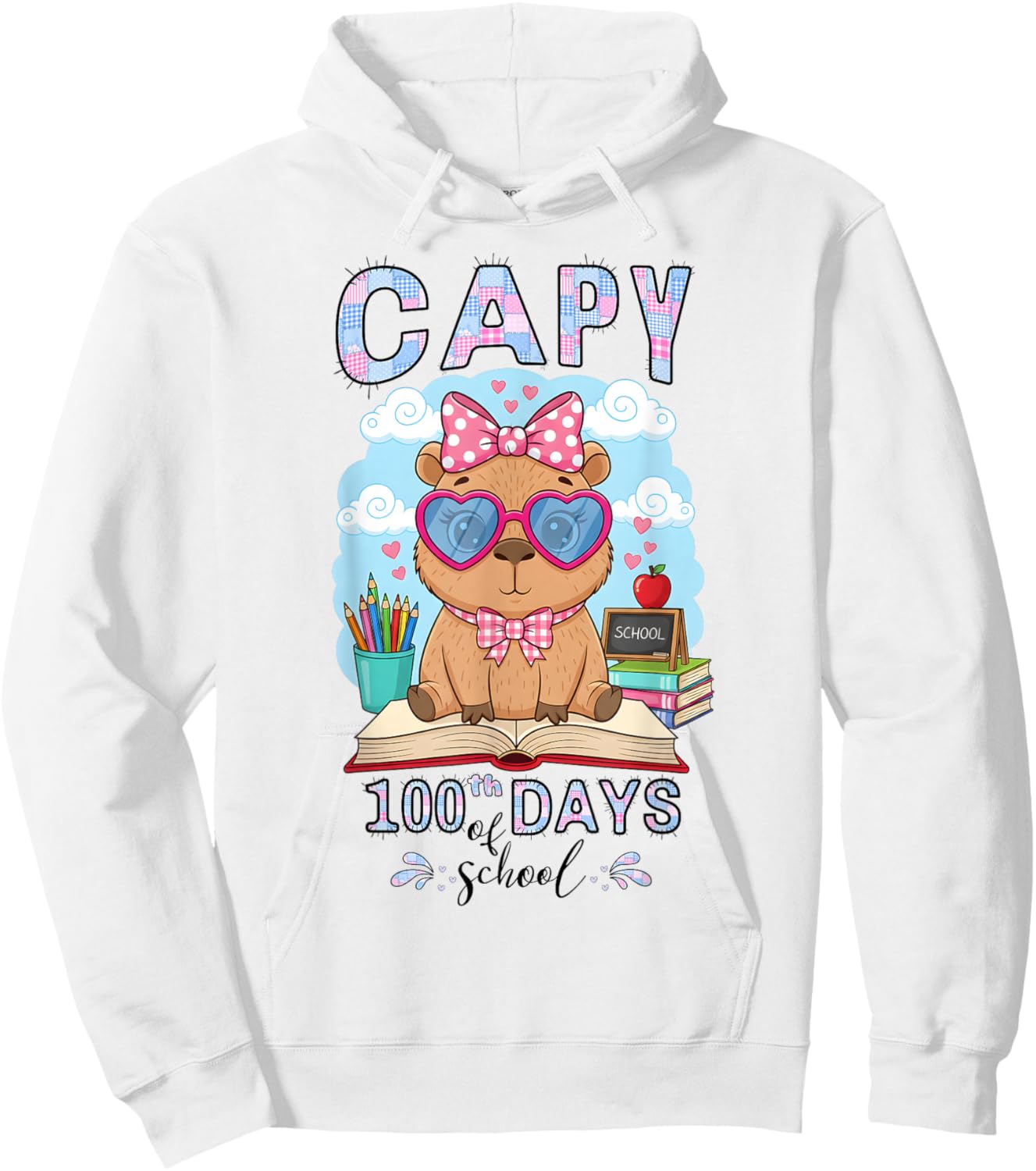 Capy 100th Days of School Capybara 100 Days Smarter Cute Hoodie - Hoodie | White