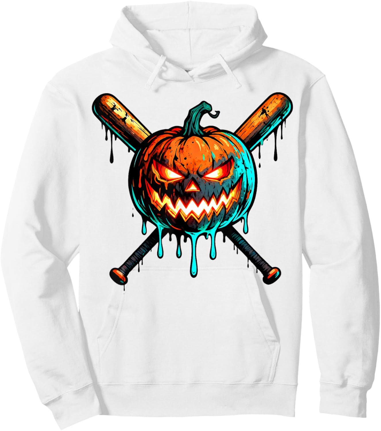 Pumpkin Halloween Baseball Ice Cream Drip Spooky Boys Youth Hoodie - Hoodie | White
