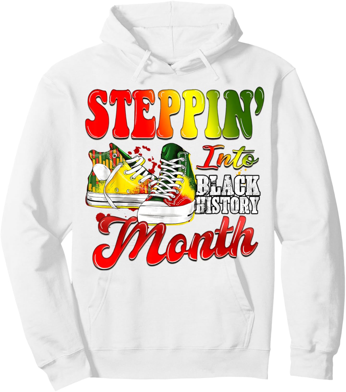 Stepping Into Black History Month Sneakers Black Men Women Hoodie - Hoodie | White