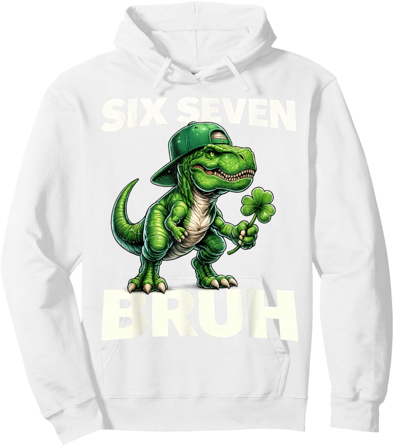 Boys st Patricks Day 67 Trex Dab Six Seven Bruh Kids Youth Hoodie - Hoodie | White