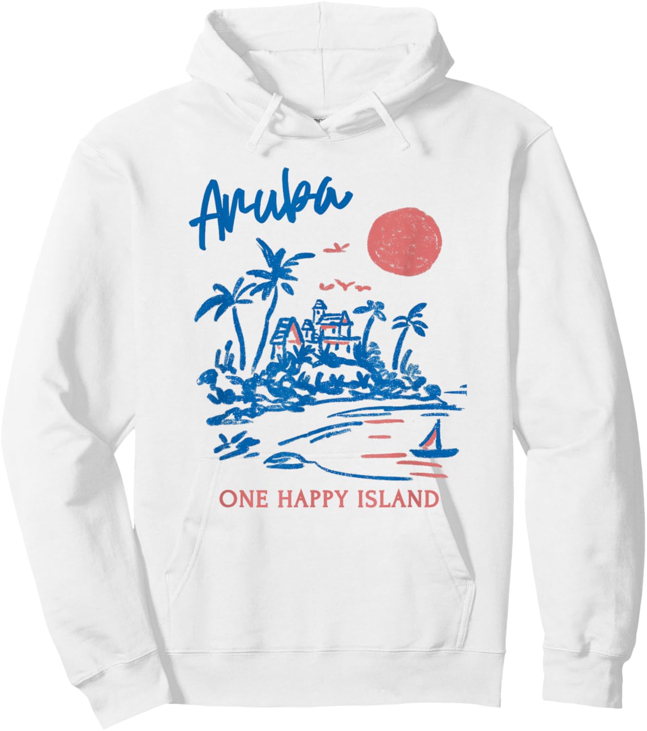 Aruba One Happy Island Caribbean Vacation Travel Souvenir Hoodie - Hoodie | White