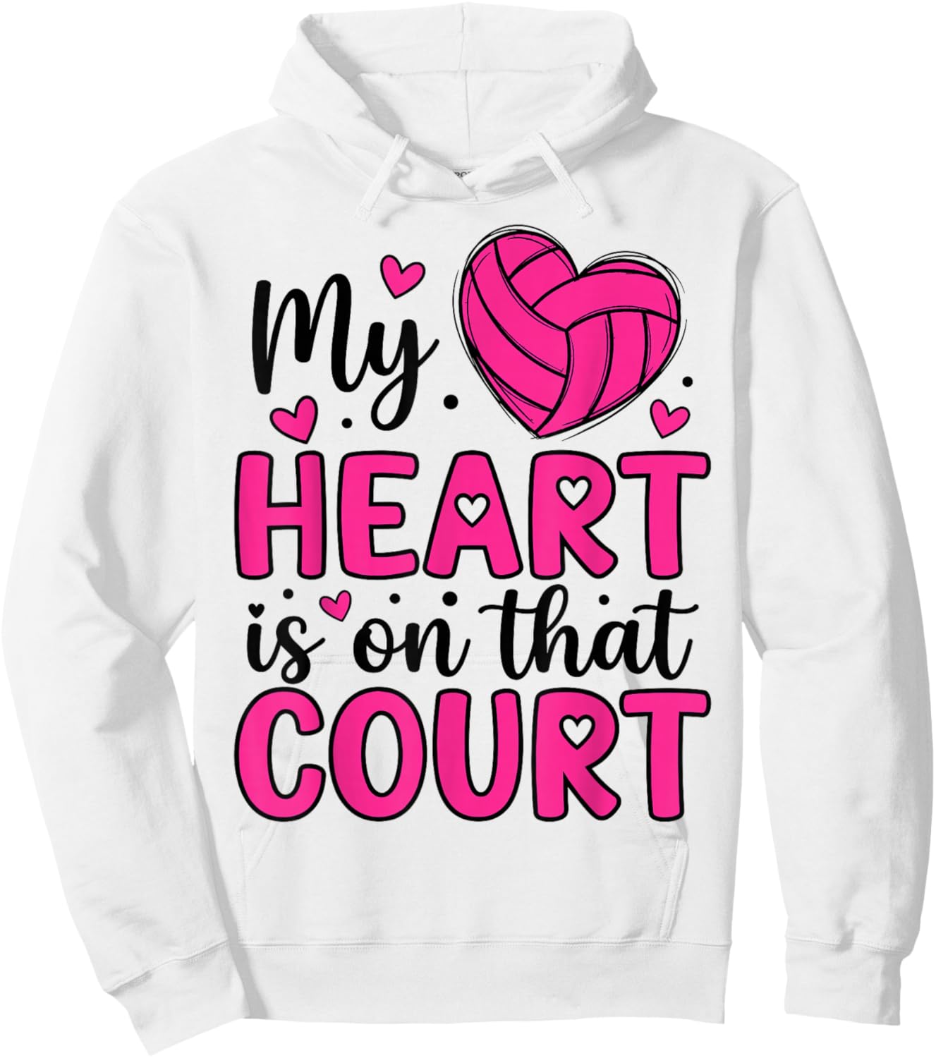 My Heart is On That Court - Volleyball Lover Valentine’s Day Hoodie - Hoodie | White