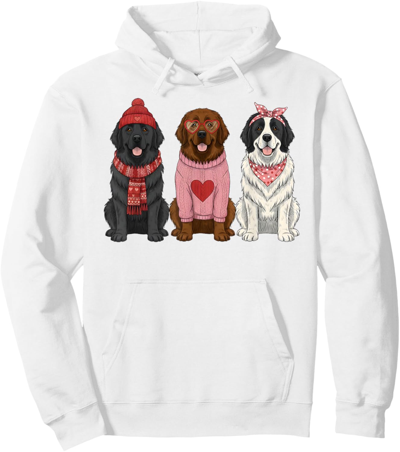 Cute Newfie Valentine Newfoundland Dog Hoodie - Hoodie | White