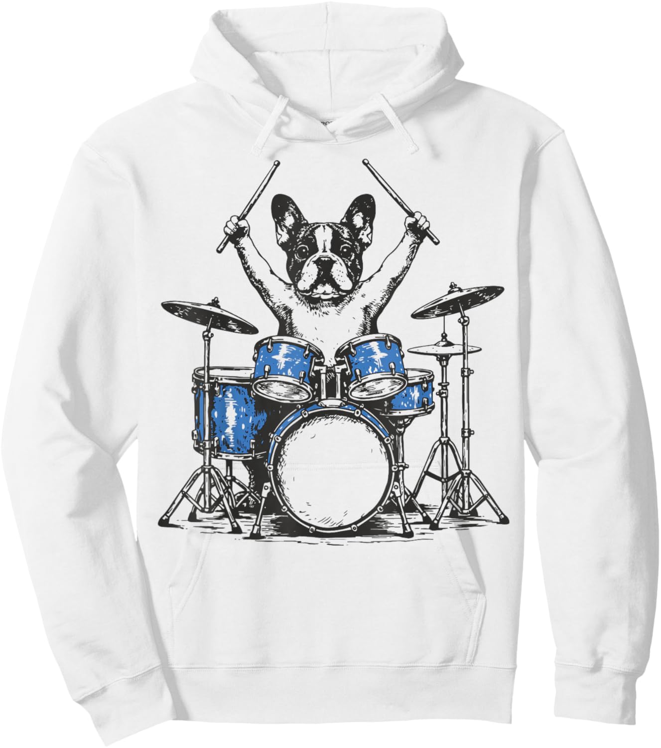 French Bulldog Drummer Frenchie Drumming Dog Drummer Hoodie - Hoodie | White