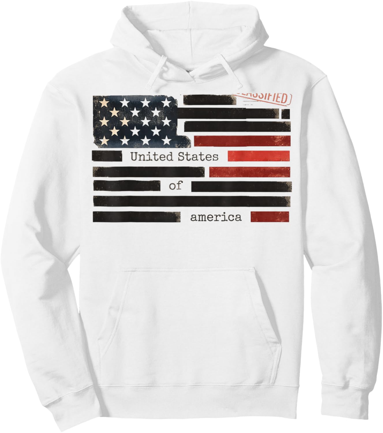 Censored Documents USA Flag Democracy Redacted Files Style Hoodie - Hoodie | White