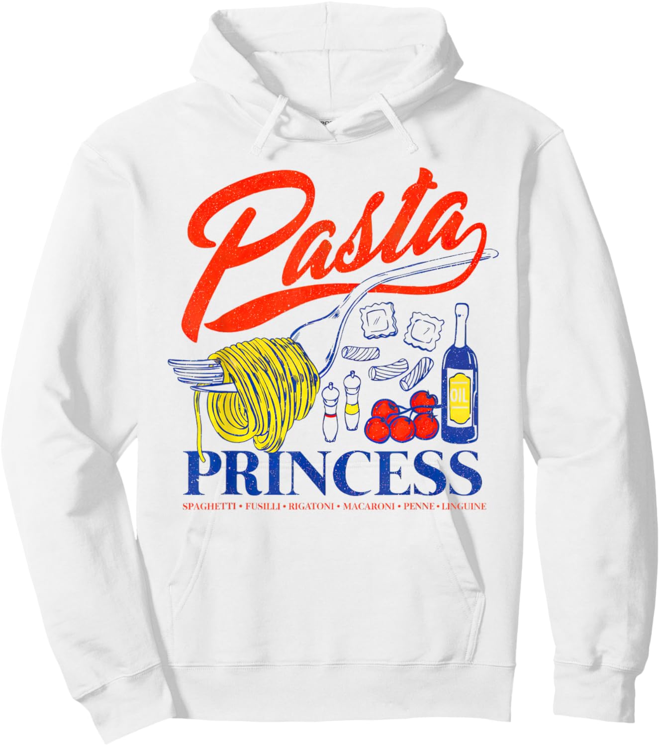 Pasta Princess Retro Italian Noodle Foodie Lover Hoodie - Hoodie | White