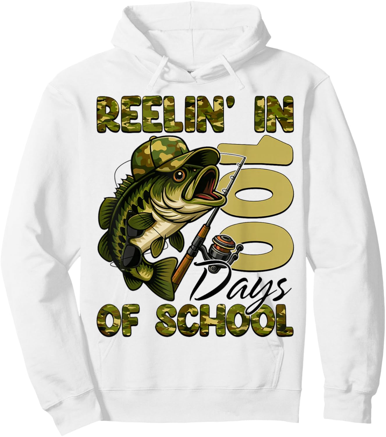 Reelin' in 100 Days of School Fishing 100th Day of School Hoodie - Hoodie | White