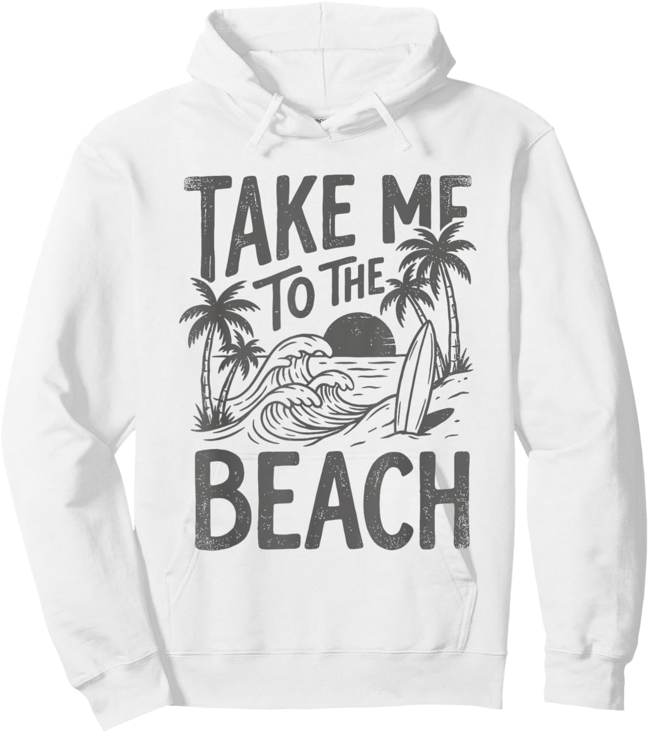 Take Me to The Beach Palm Tree Surf Sunset Retro Vacation Hoodie - Hoodie | White
