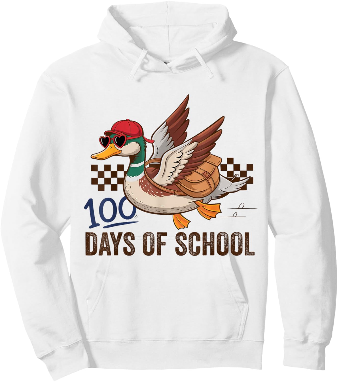 Happy 100 Days of School Goose Teacher Kids Hoodie - Hoodie | White