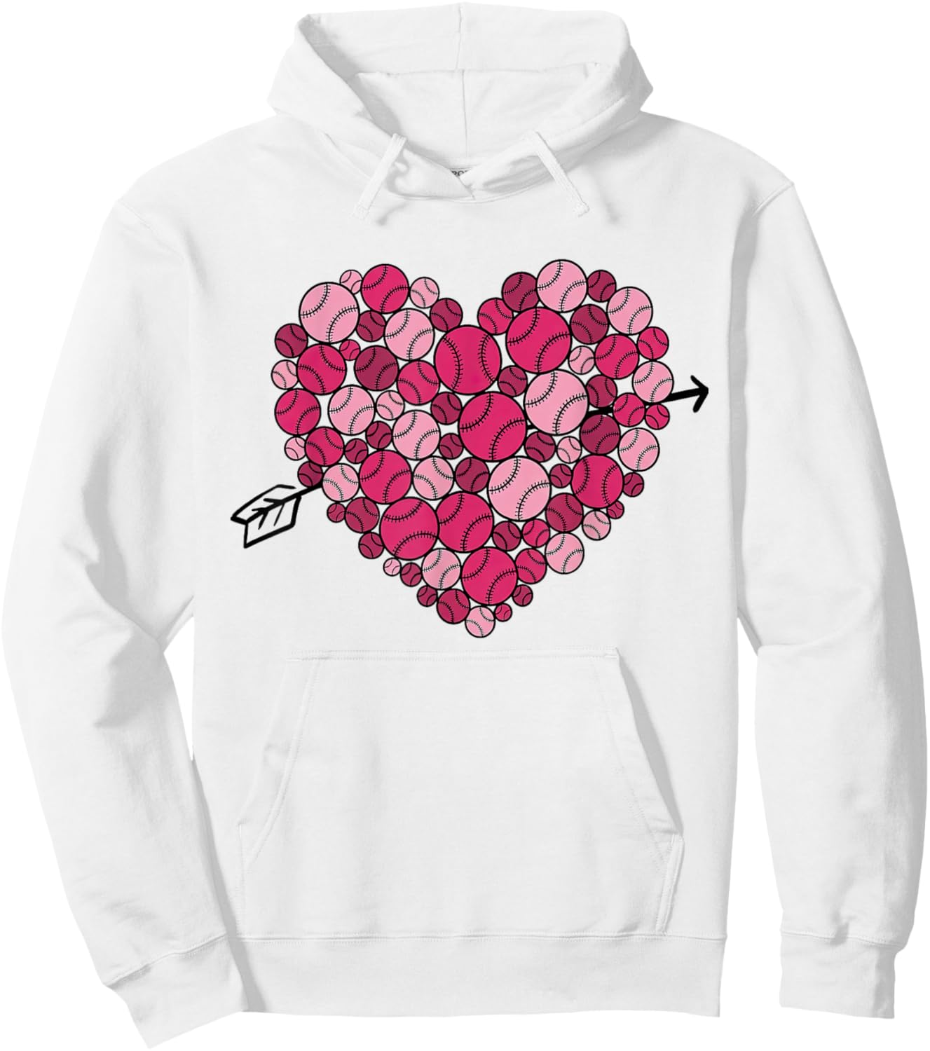 Valentine's Day Baseball Heart Softball Player Sports Lover Hoodie - Hoodie | White