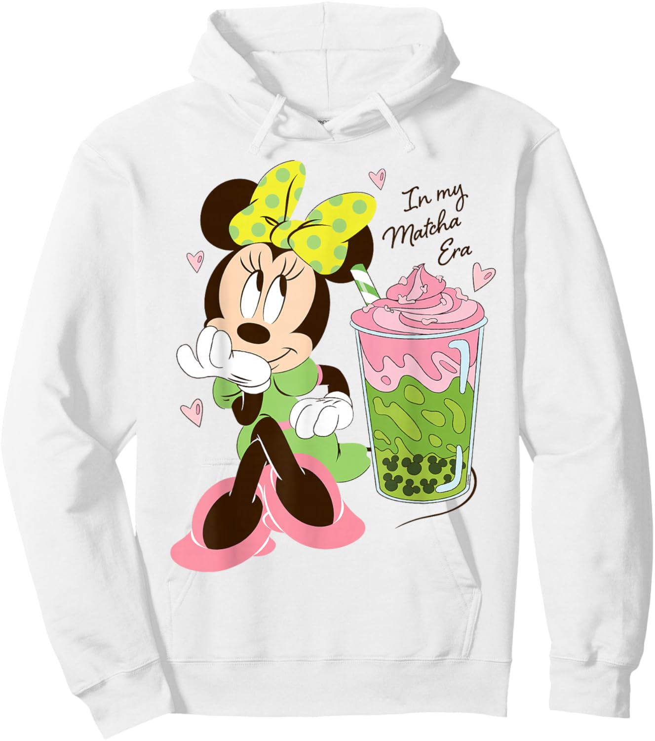 Disney Minnie Mouse Valentine's Day Cute in My Matcha Era Hoodie - Hoodie | White
