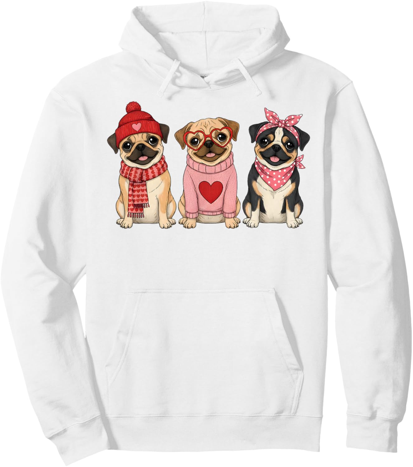 Cute Puggle Valentine Dog Hoodie - Hoodie | White