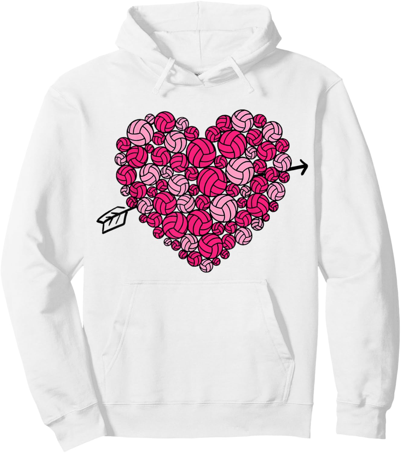 Valentine's Day Volleyball Heart Sports Lover Women Girls Hoodie - Hoodie | White