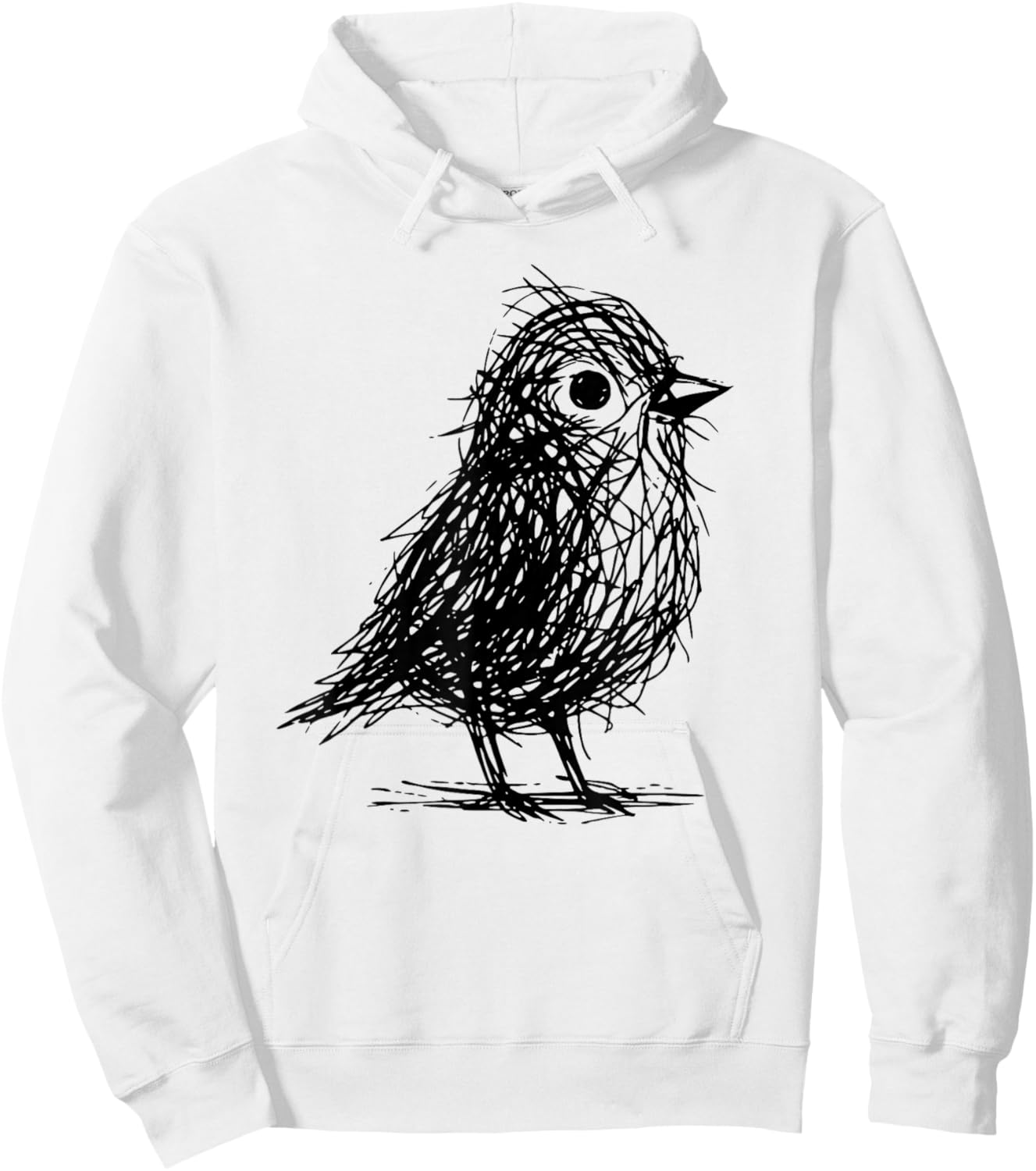 Minimal Line Art Minimalist Abstract Sketch Scribble Bird Hoodie - Hoodie | White