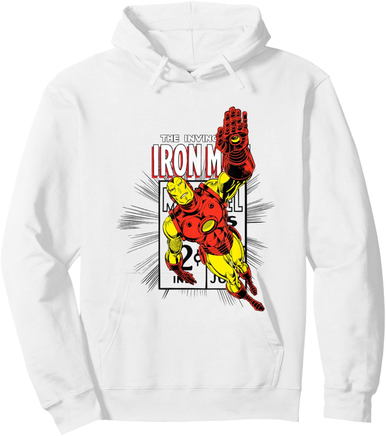 Marvel Comics Iron Man Retro Flying Pose Classic Armor Hoodie - Hoodie | White