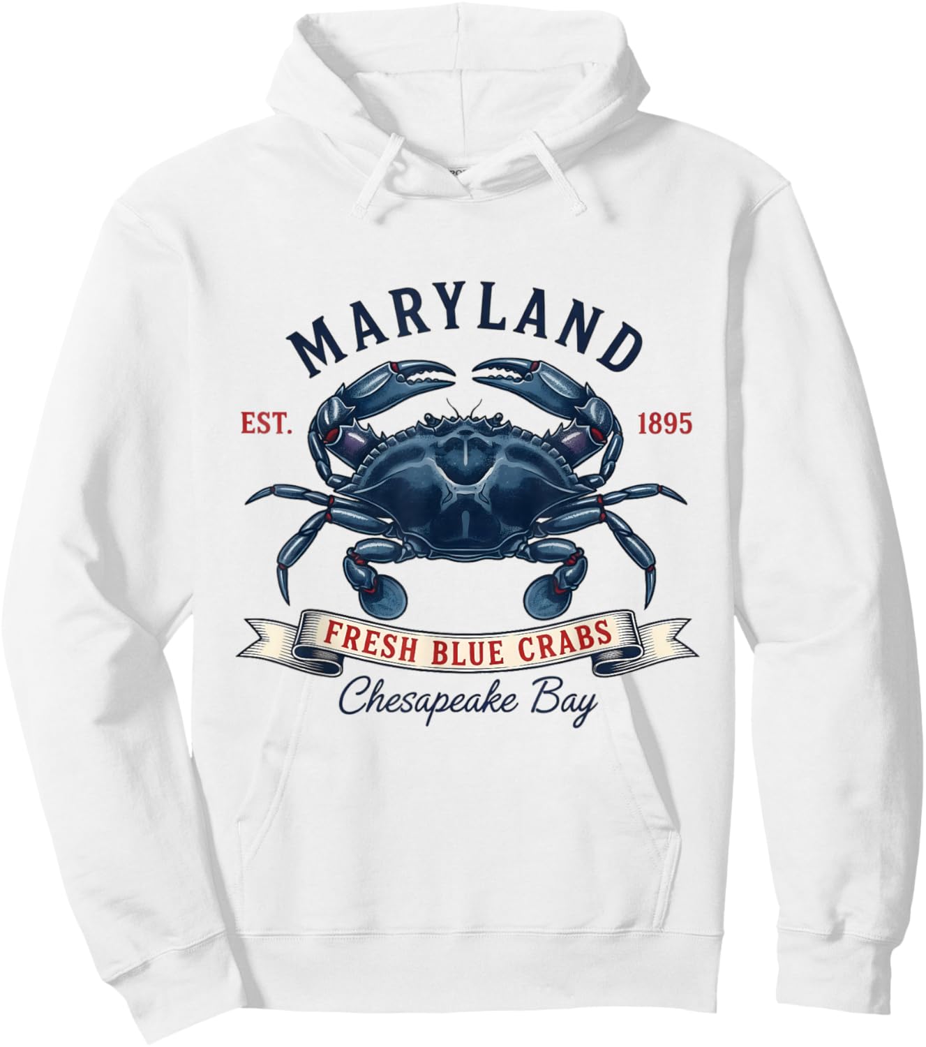 Maryland State Flag Crab Hoodie - Hoodie | White