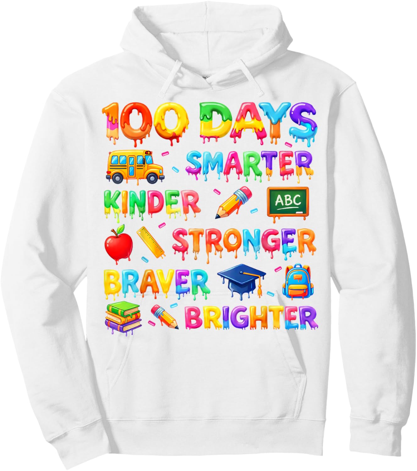 100 Days Smarter Kinder Ice Cream 100th Day of School Kids Hoodie - Hoodie | White