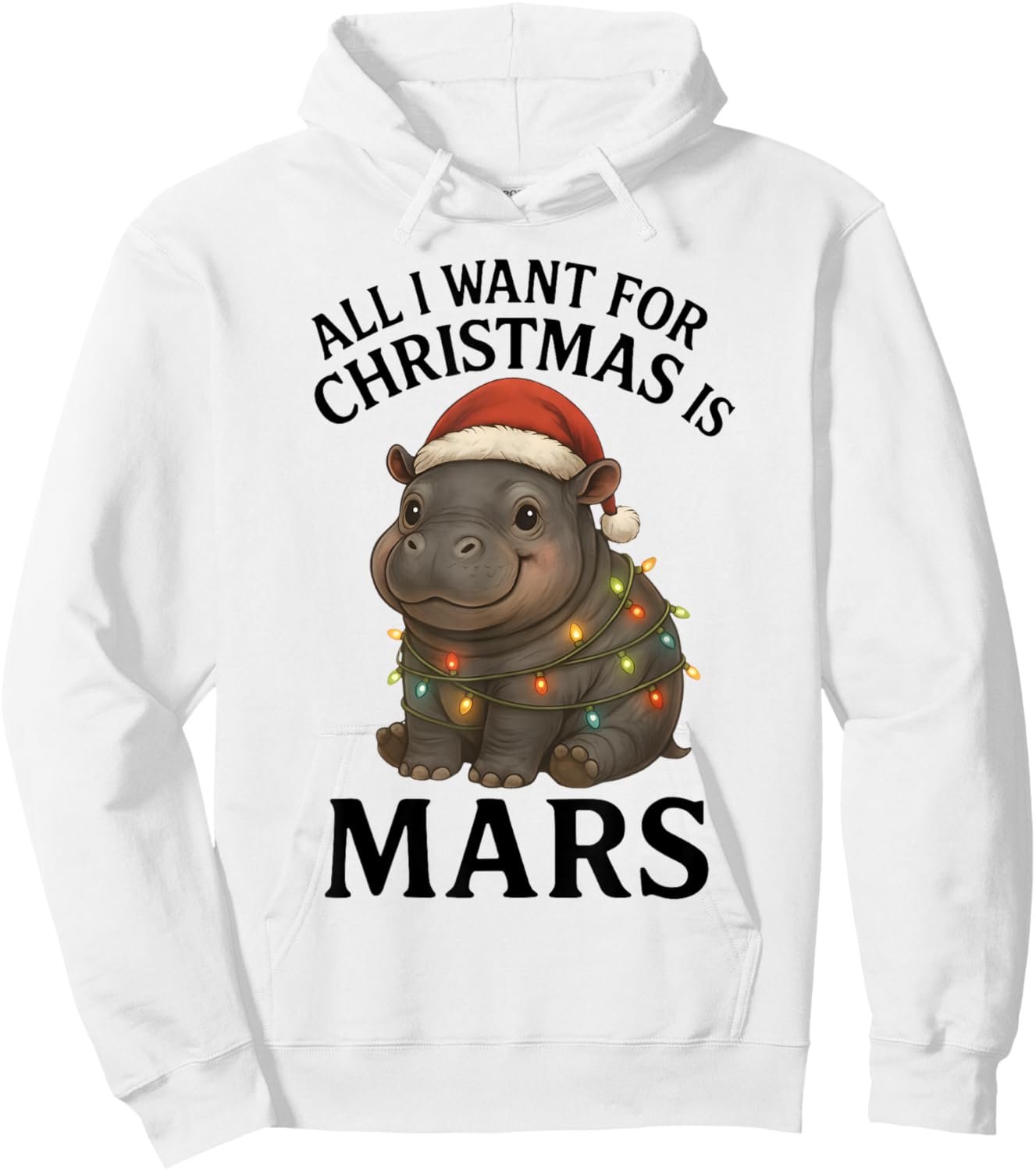 Mars The Hippo Christmas Baby Hippo Mars Viral Pygmy Hippo Hoodie - Hoodie | White
