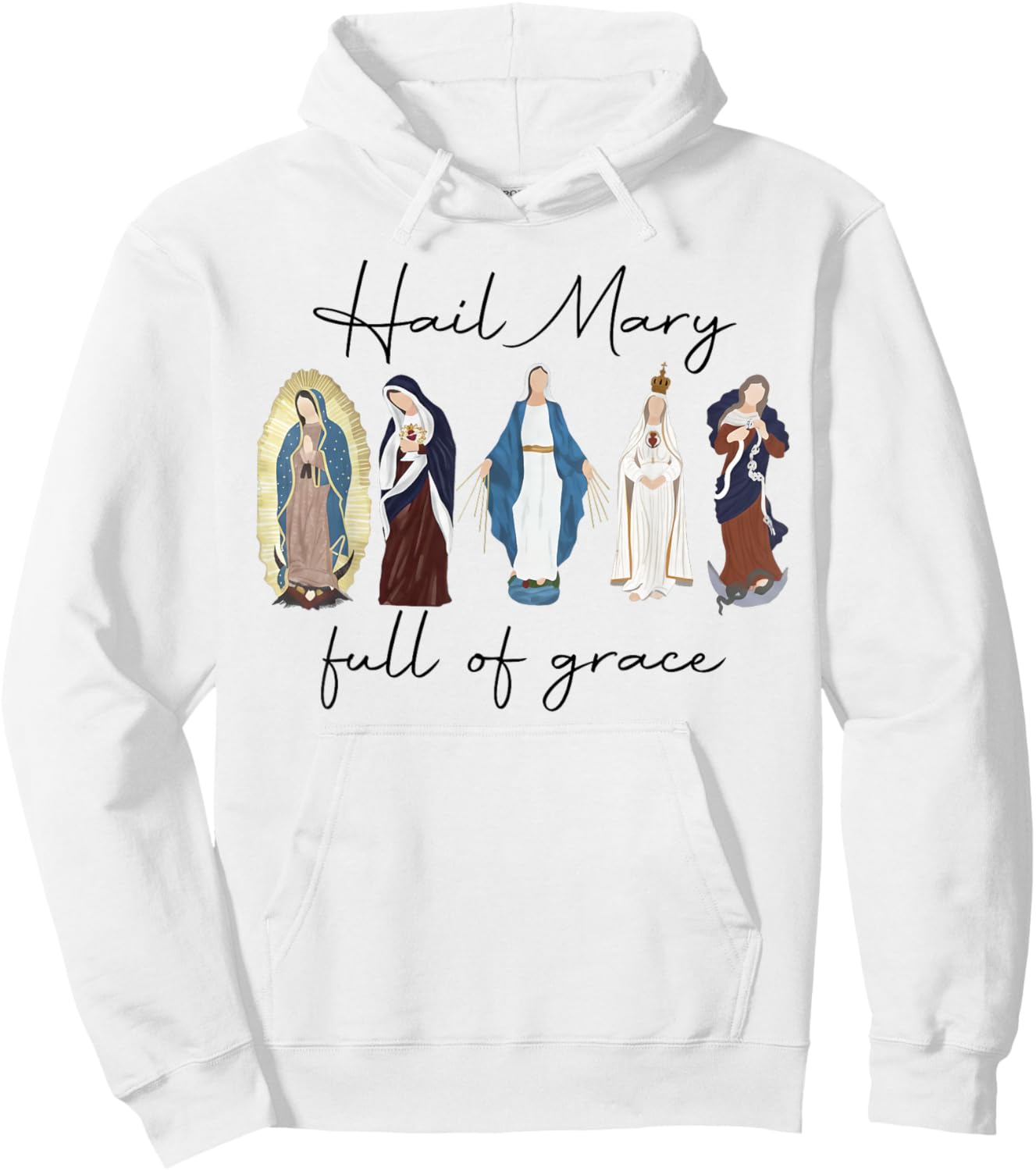 Hail Mary Full of Grace, Blessed Virgin Mary, Bible Verse Hoodie - Hoodie | White