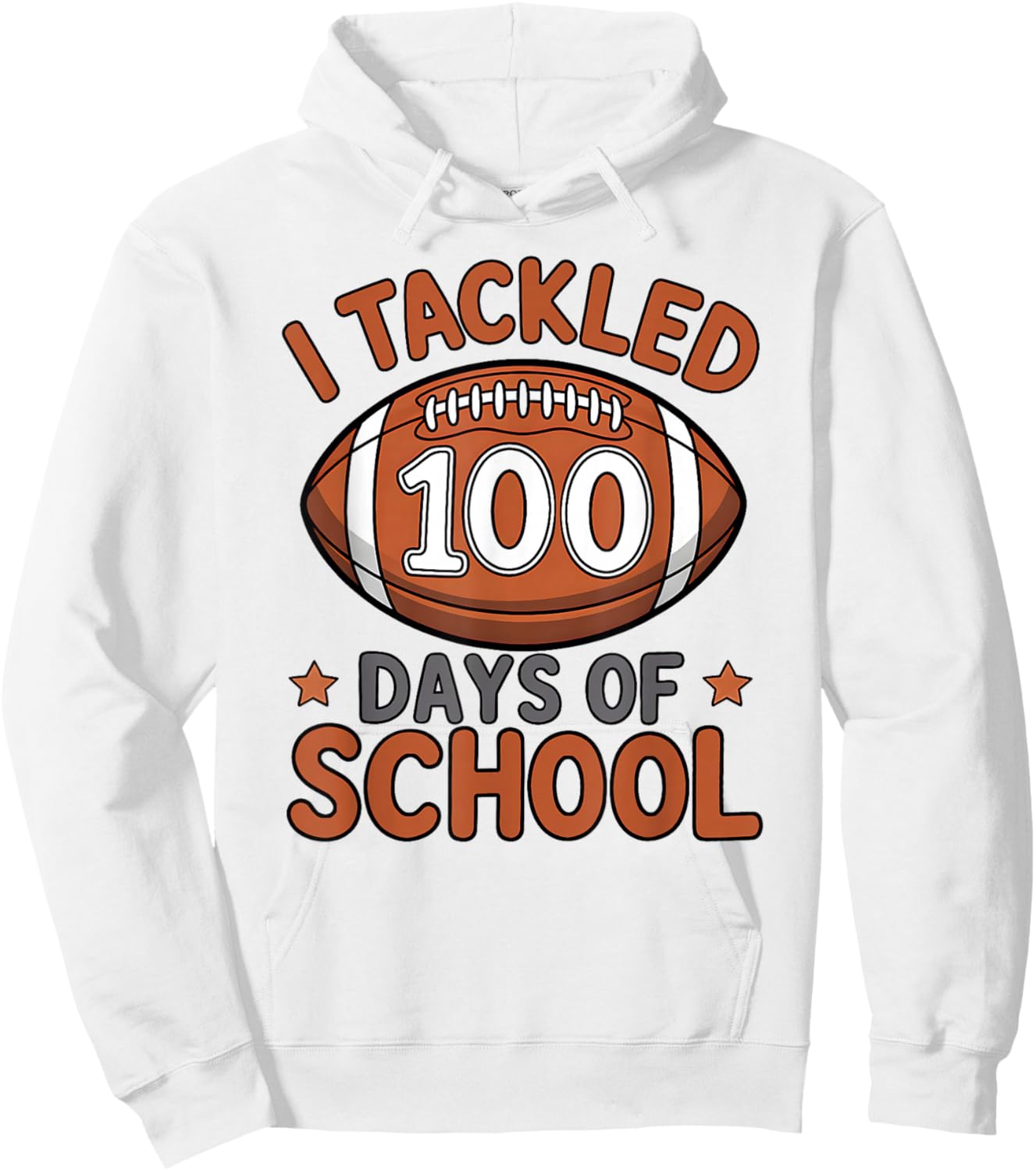 100th Day of School Football Boys Kids 100 Days of School Hoodie - Hoodie | White